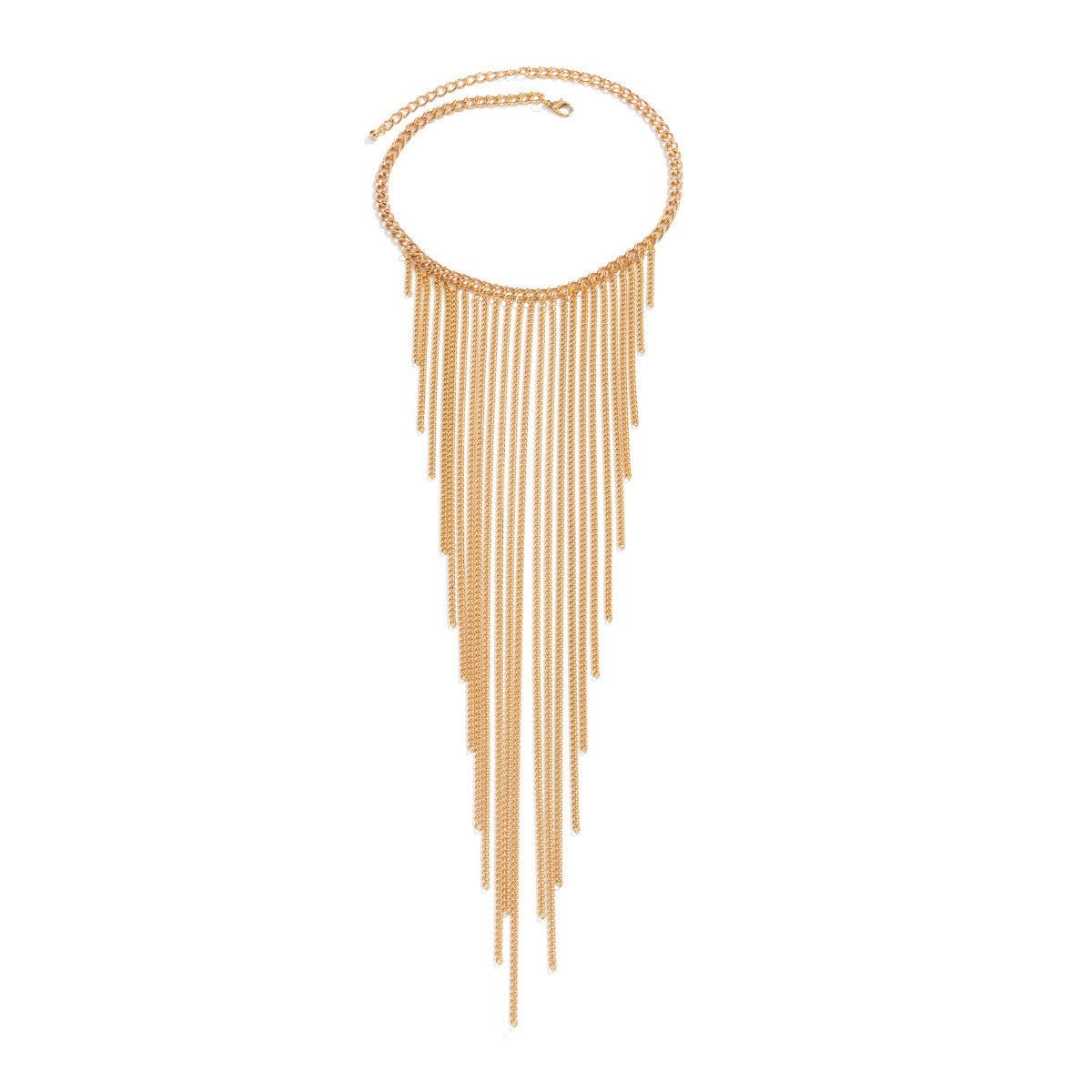 Statement Cascading Chain Fringe Necklace