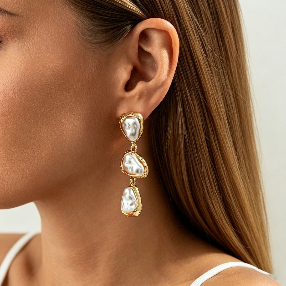 Classy Tiered Irregular Faux Pearl Drop Earrings