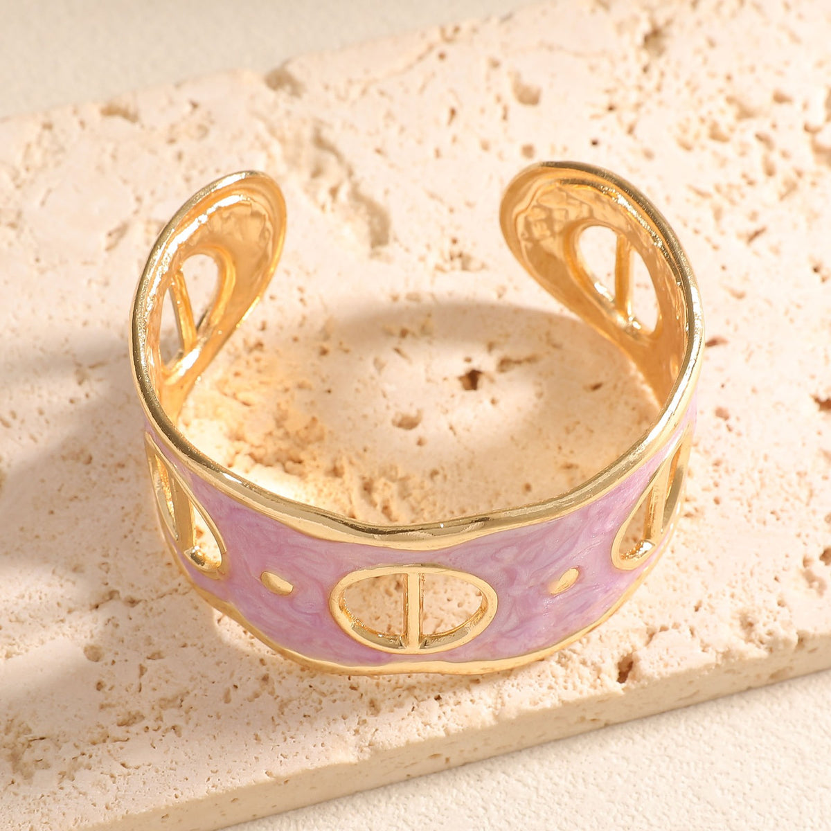 Classy Enamel Geometric Open Cuff Bracelet