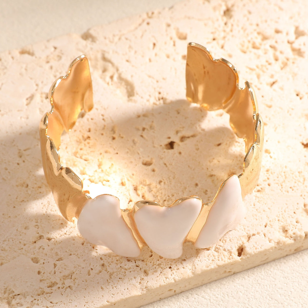 Classy Enamel Geometric Open Cuff Bracelet