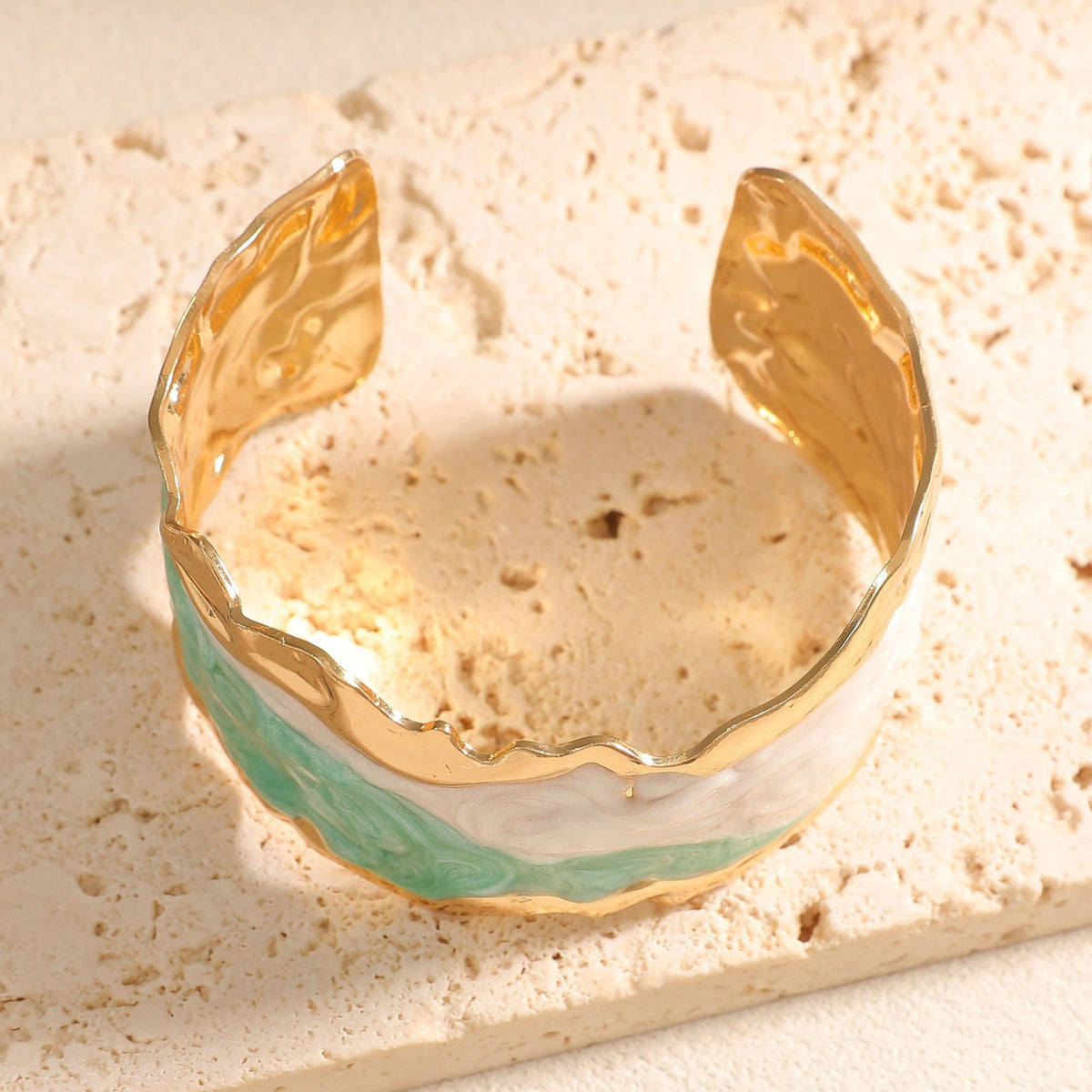Classy Enamel Geometric Open Cuff Bracelet