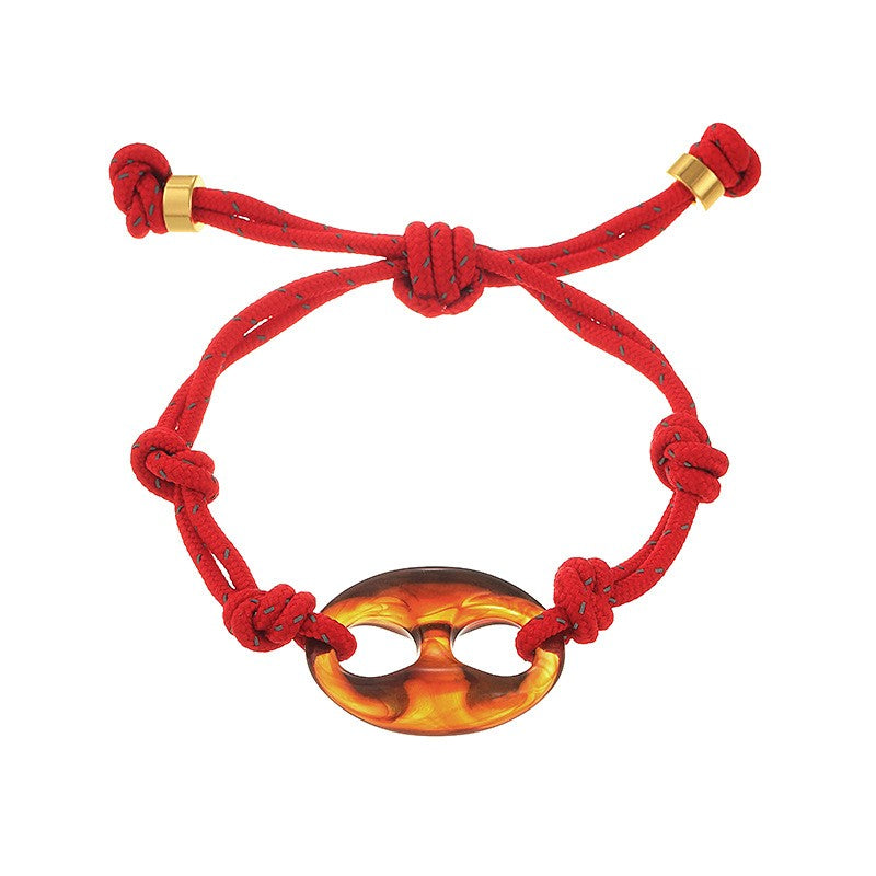Boho Marbled Resin Link Cord Bracelet