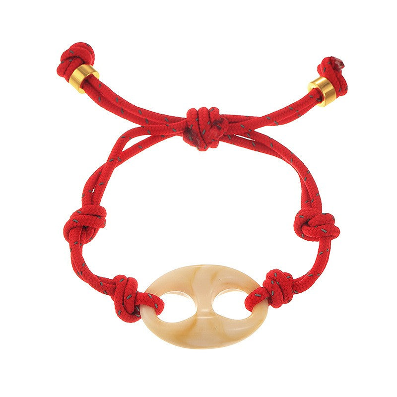 Boho Marbled Resin Link Cord Bracelet