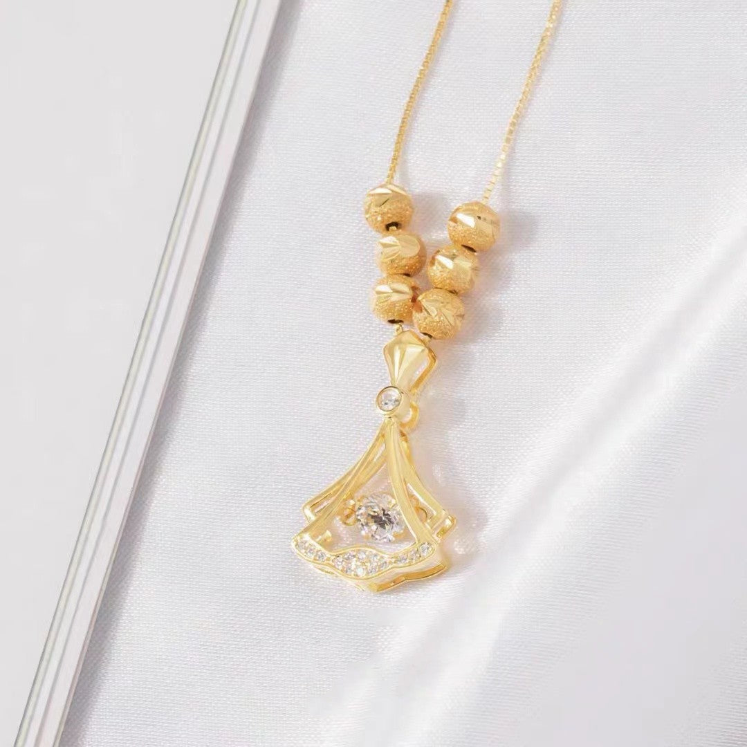 Classy Textured Bead Ginkgo Leaf Necklace
