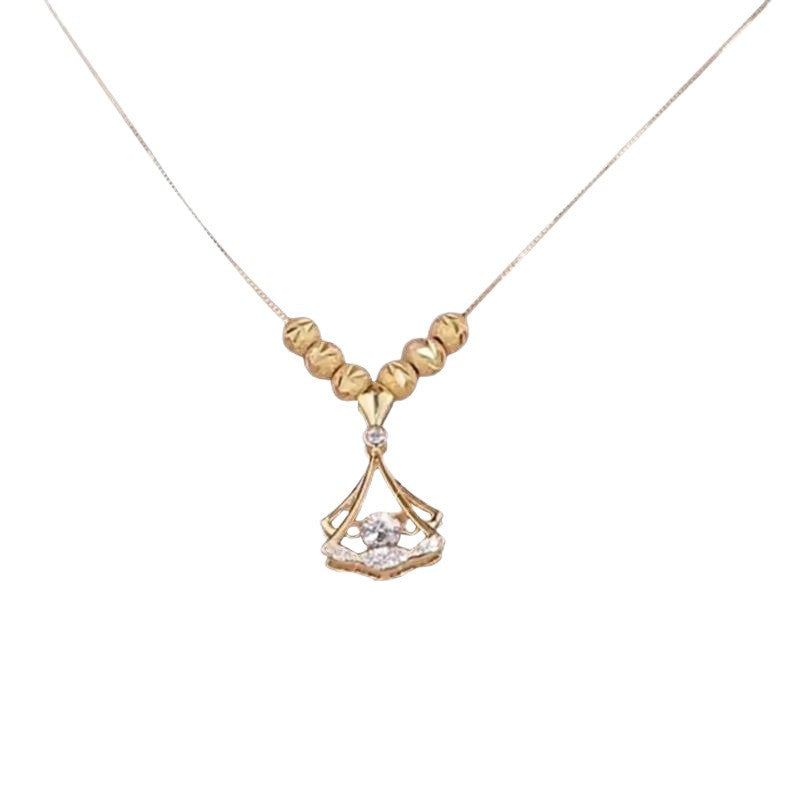 Classy Textured Bead Ginkgo Leaf Necklace