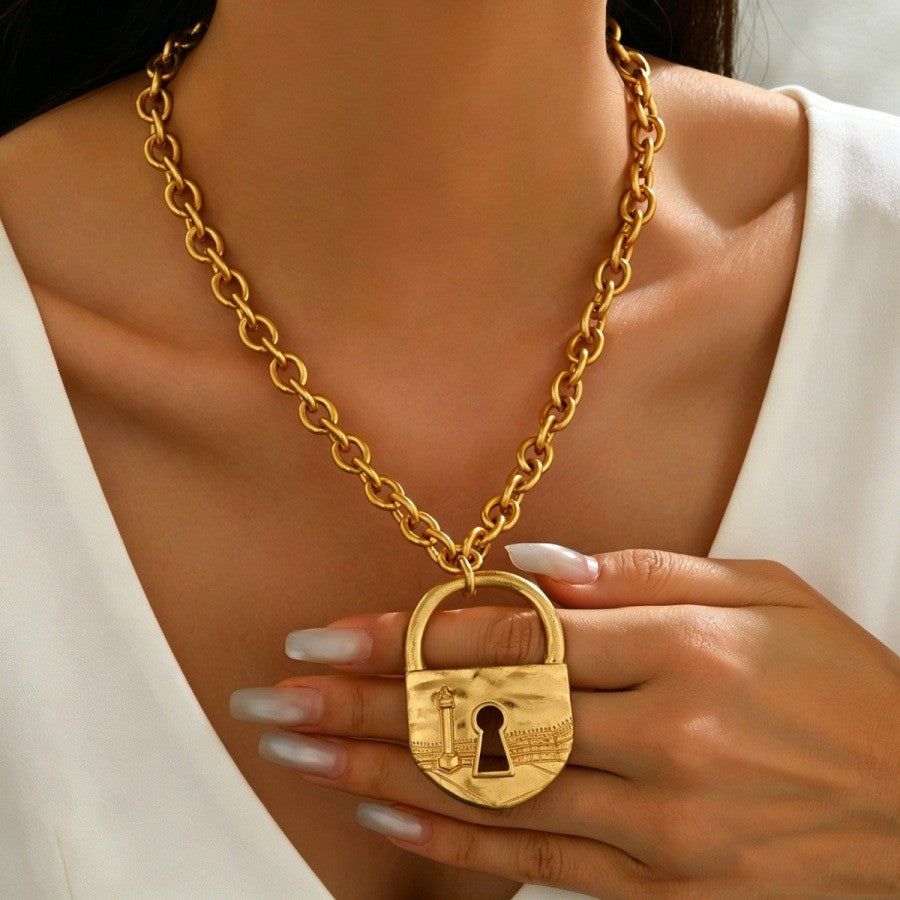 Vintage Inspired Padlock Pendant Necklace