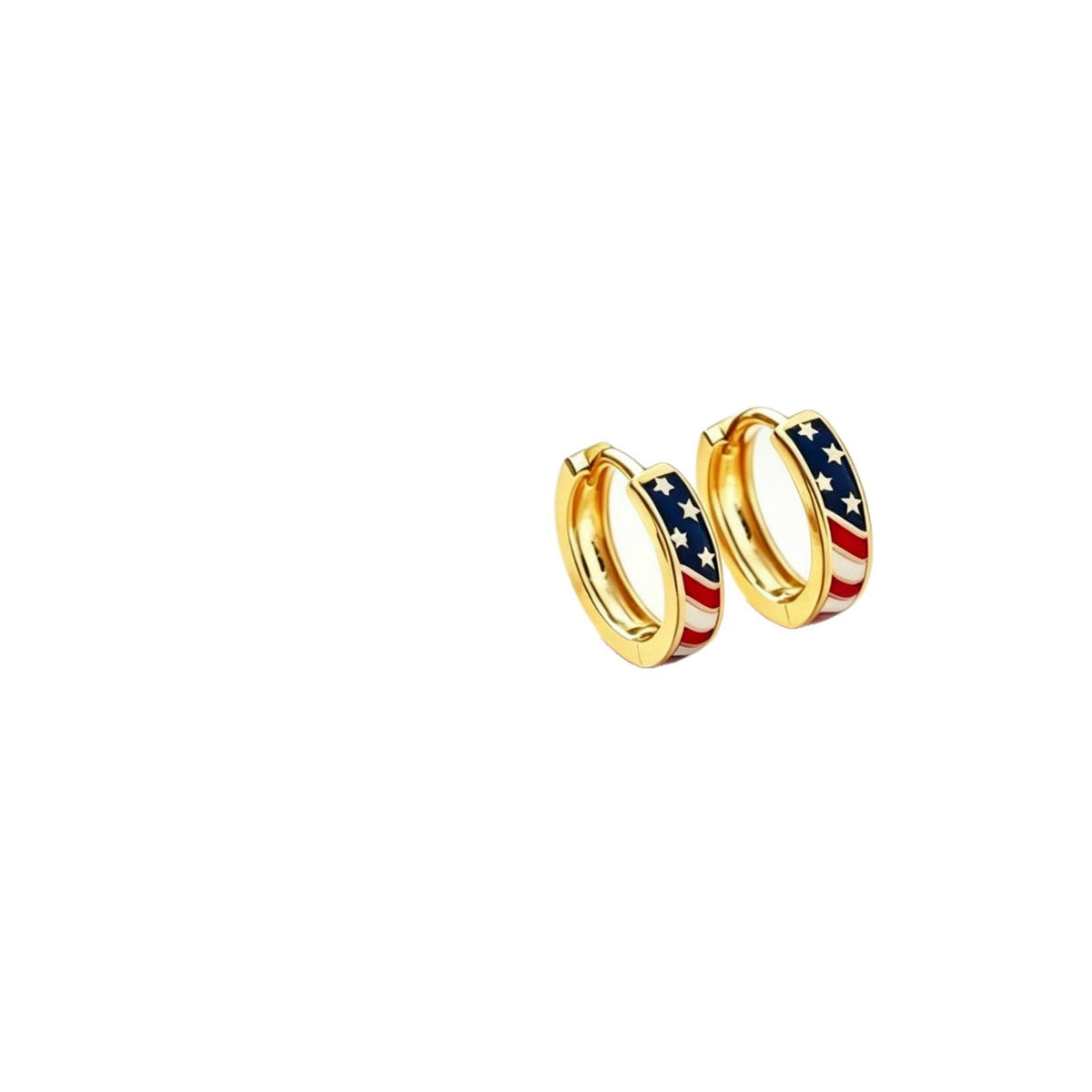 Classy American Flag Enamel Hoop Earrings