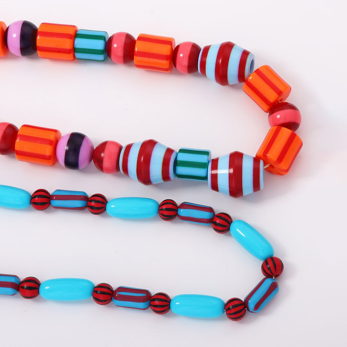 Boho Colorful Striped Acrylic Bead Necklace