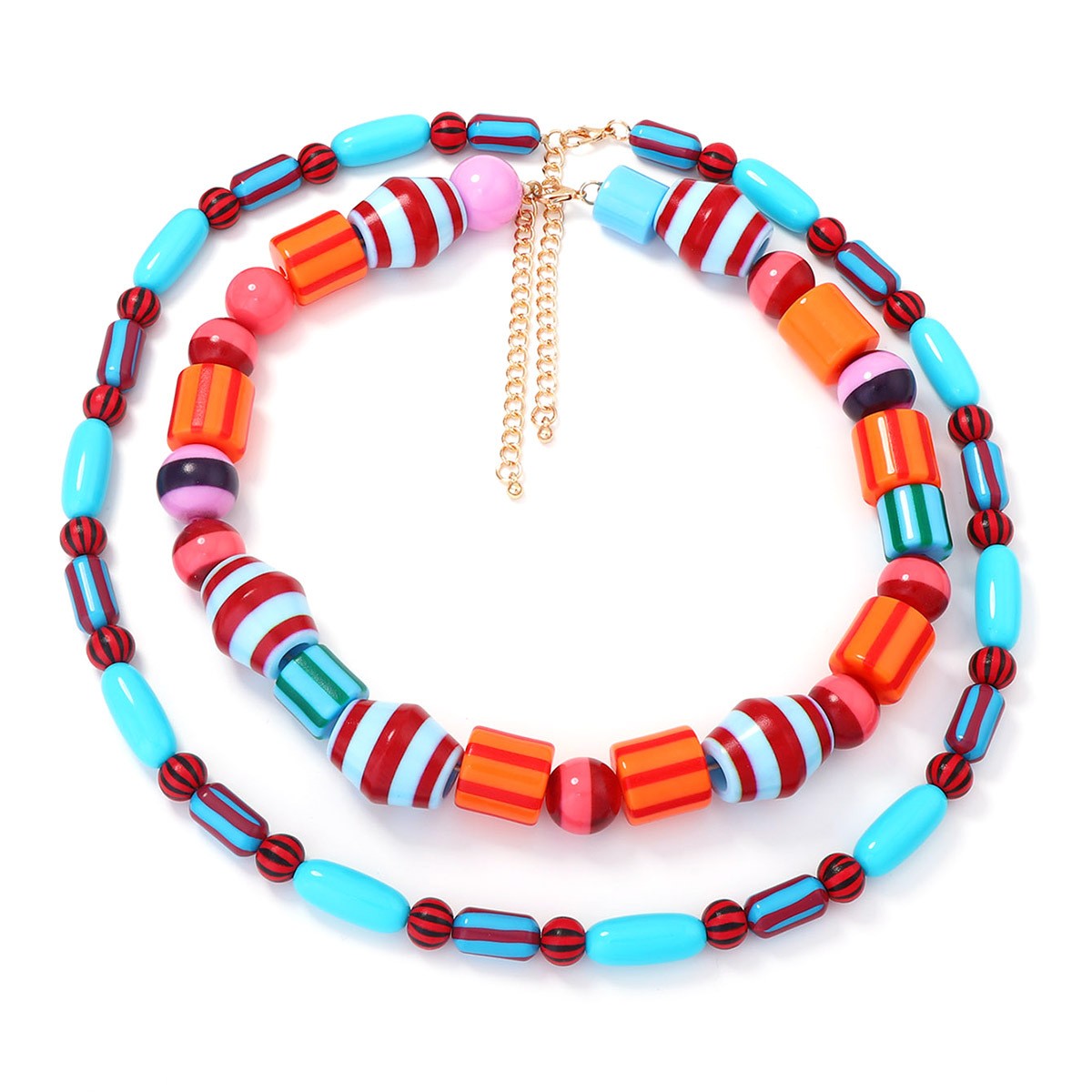 Boho Colorful Striped Acrylic Bead Necklace