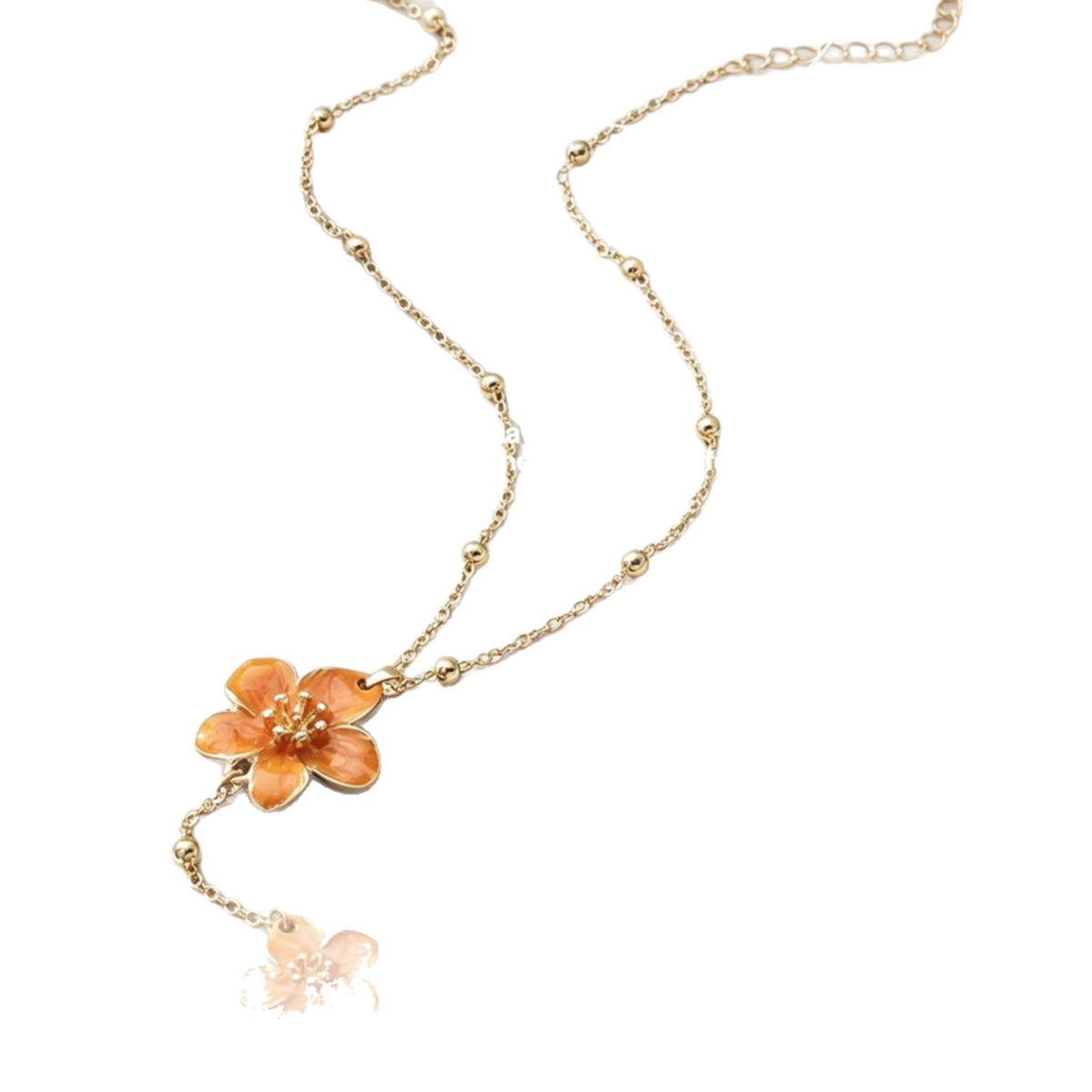 Dainty Pink Floral Y-Necklace