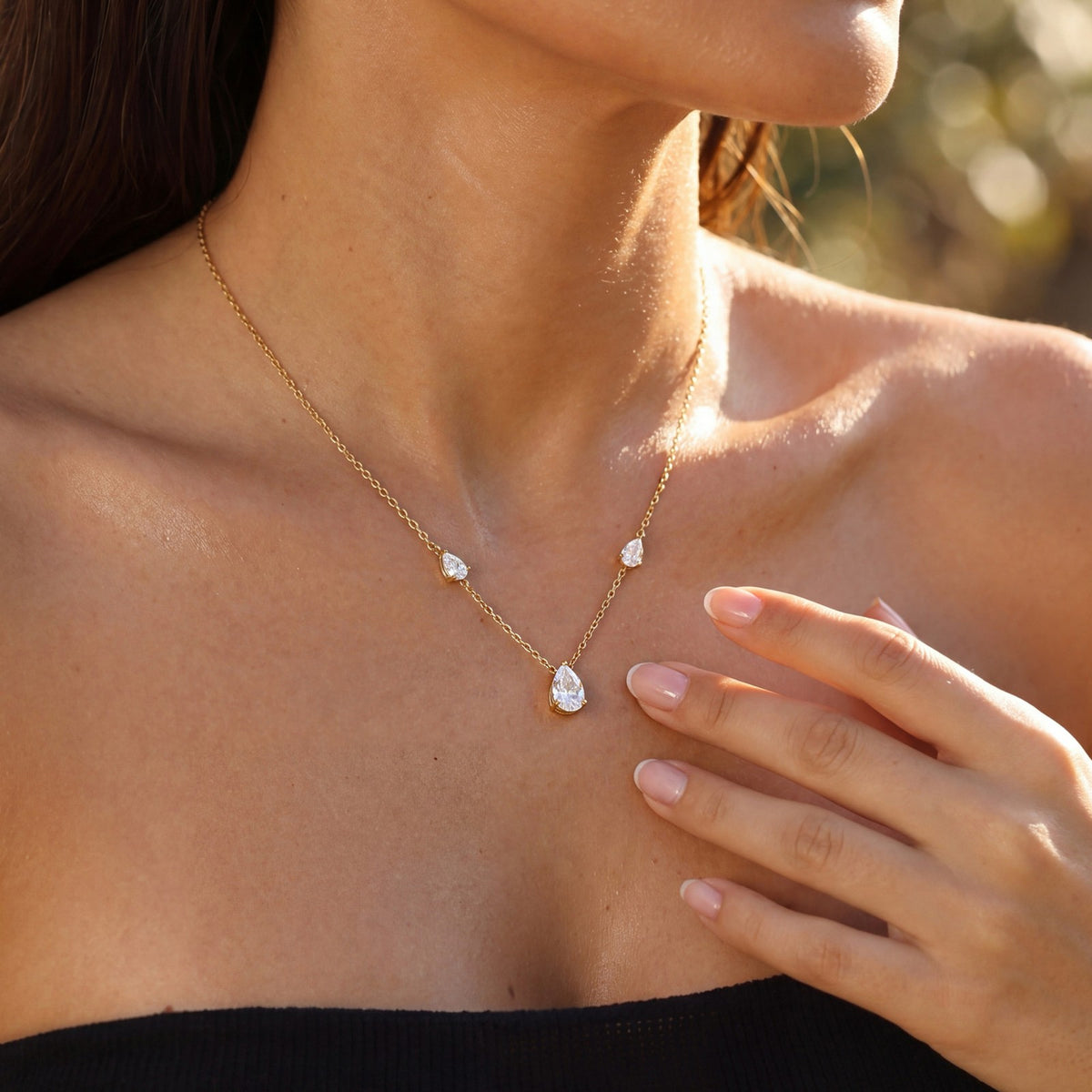 Dainty Teardrop Zirconia Y-Necklace