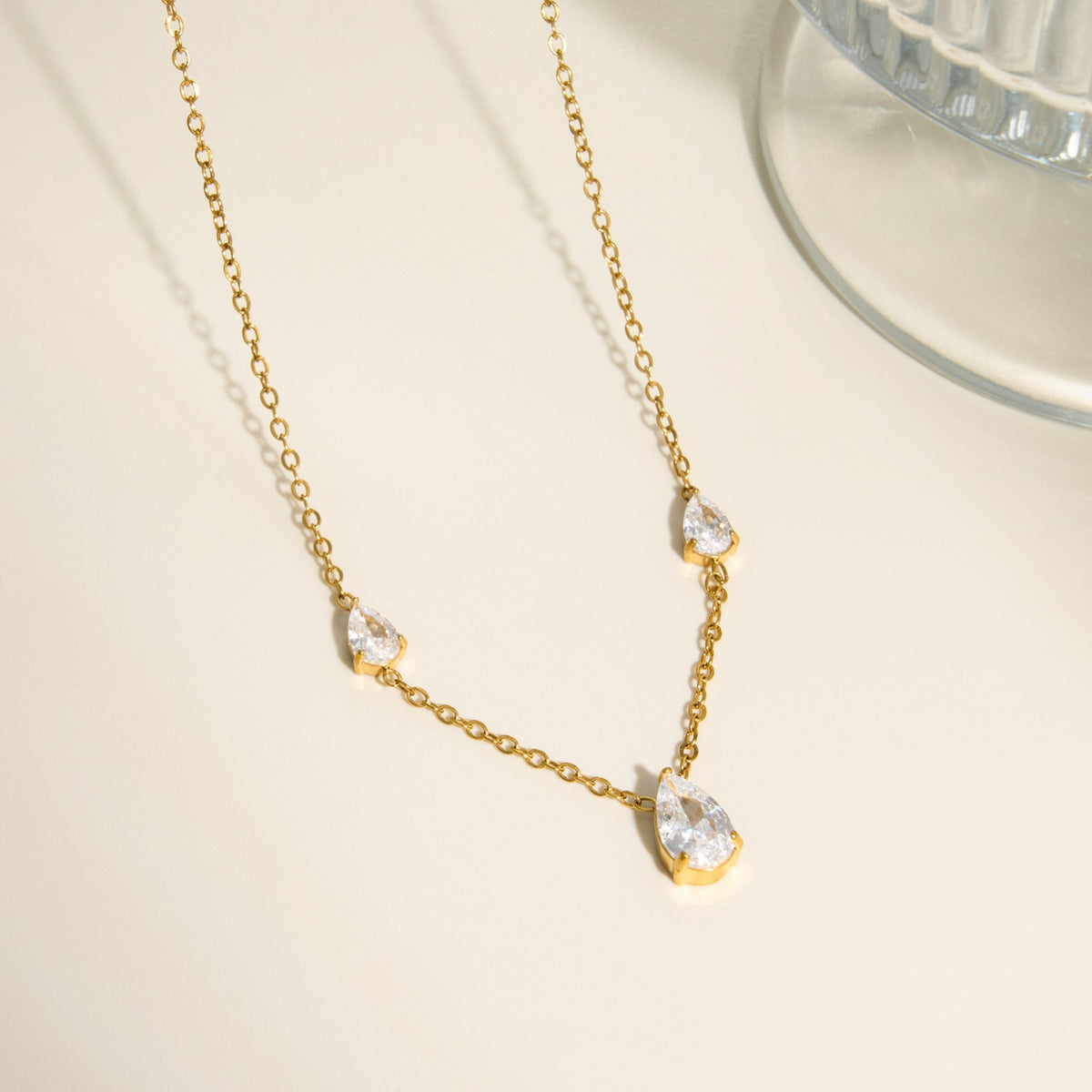 Dainty Teardrop Zirconia Y-Necklace