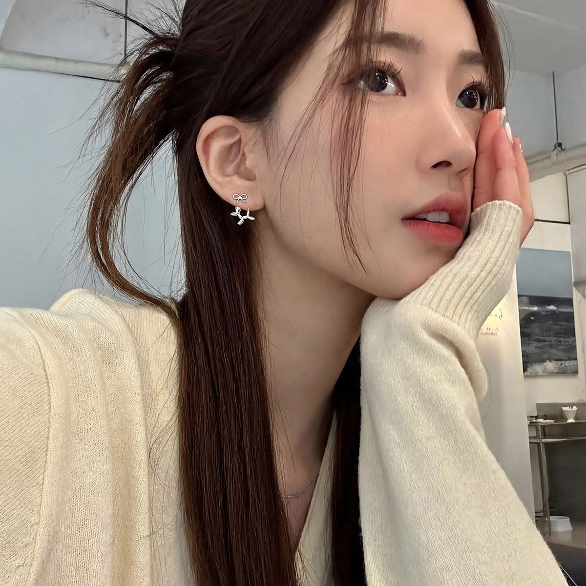 Cute 3D Balloon Dog Ear Jacket Earrings