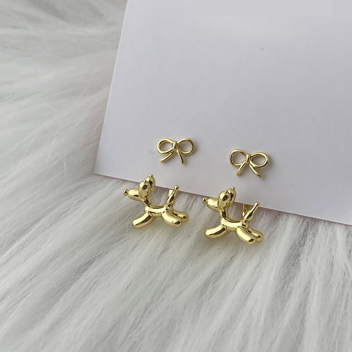 Cute 3D Balloon Dog Ear Jacket Earrings