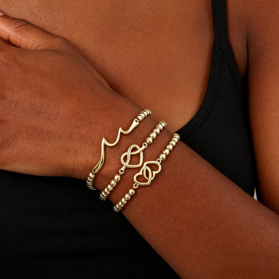 5pc Dainty Geometric Beaded Bracelet Stack