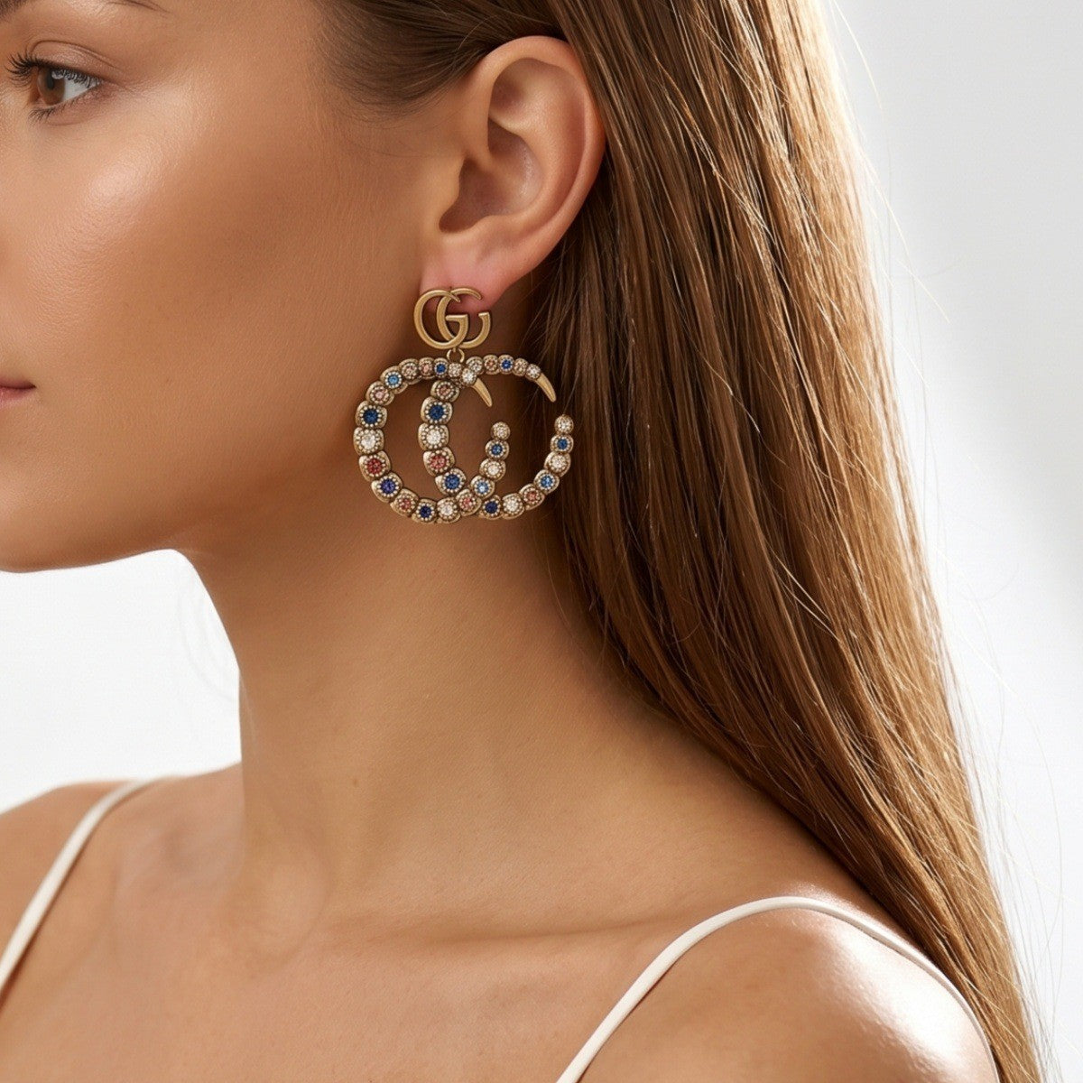 Classy Multicolor Initial Hoop Earrings