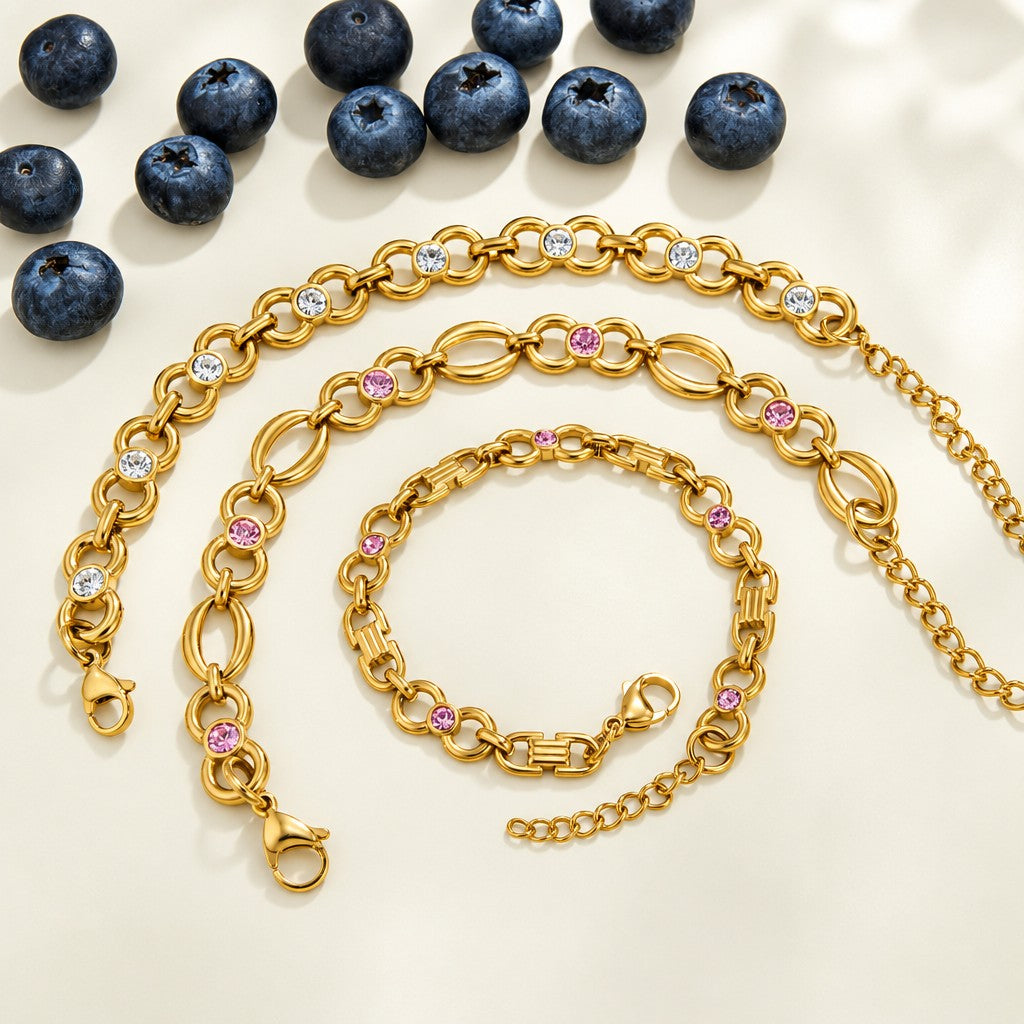 18k Dainty Crystal Link Bracelet