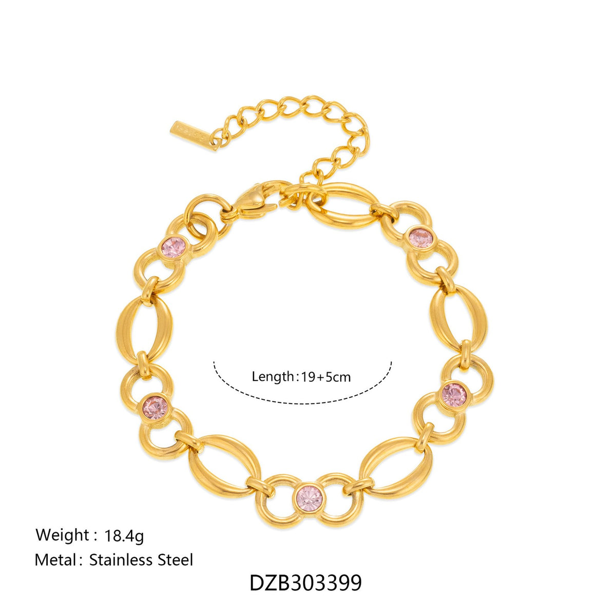 18k Dainty Crystal Link Bracelet
