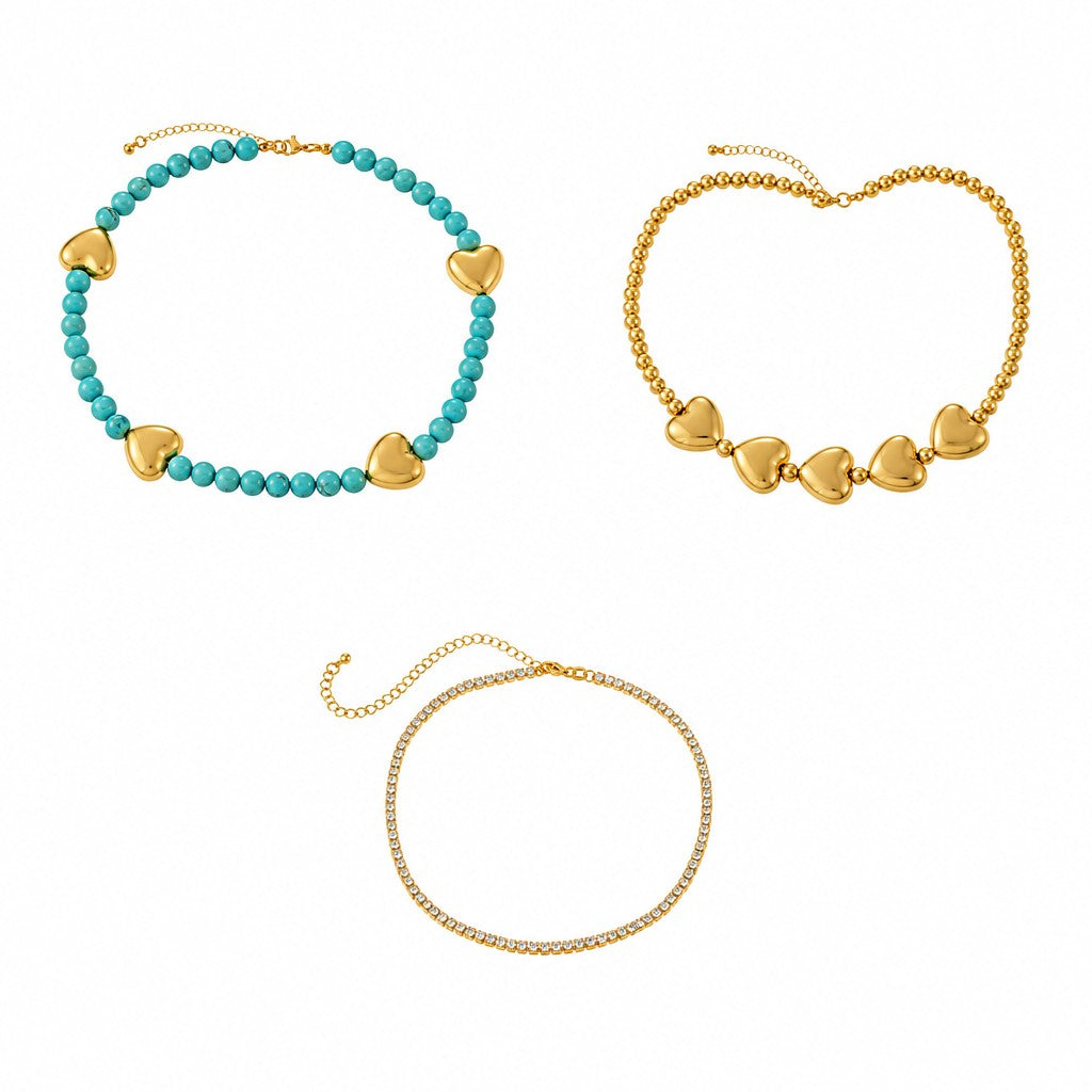 Boho Turquoise Beaded Heart Necklace