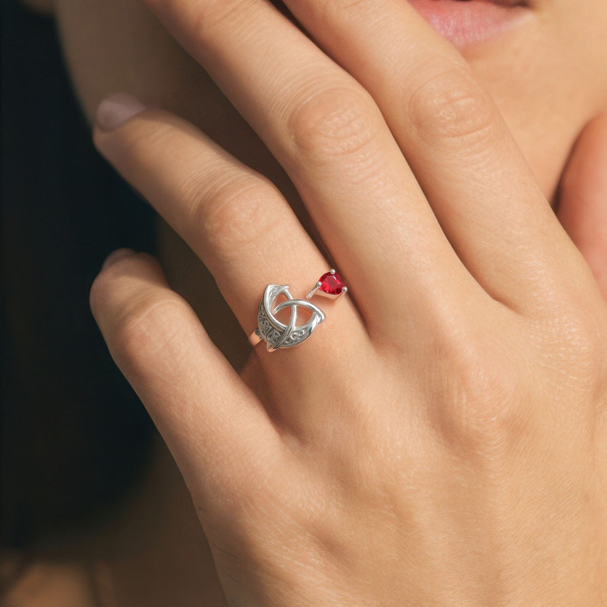 Adjustable Romantic Witch Knot Birthstone Ring