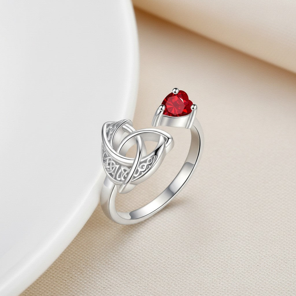 Adjustable Romantic Witch Knot Birthstone Ring