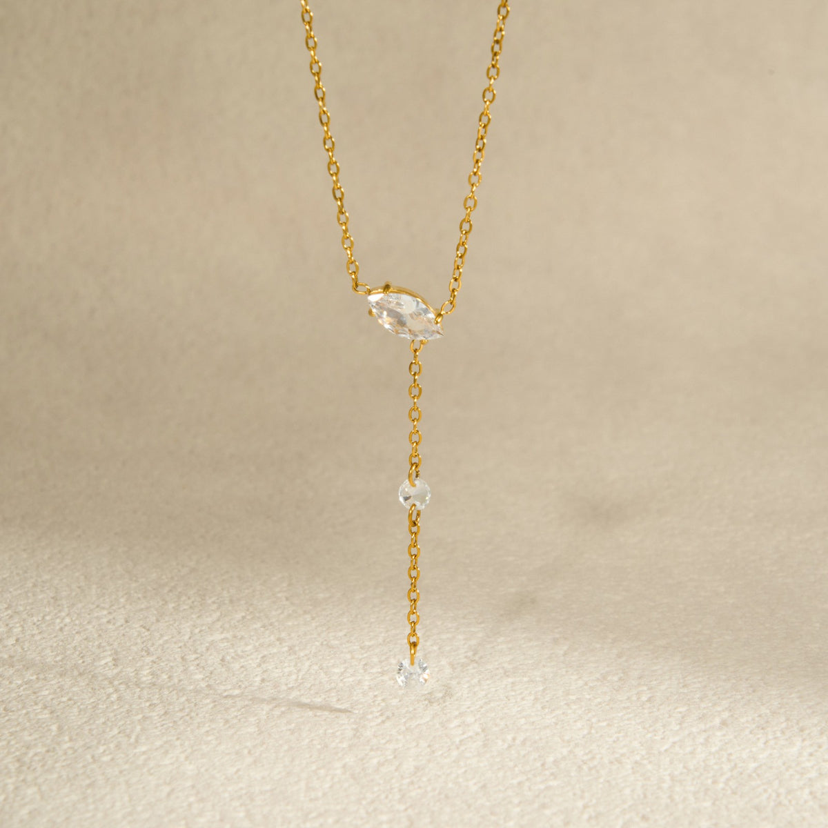 18k Dainty Marquise Zircon Y-Drop Necklace