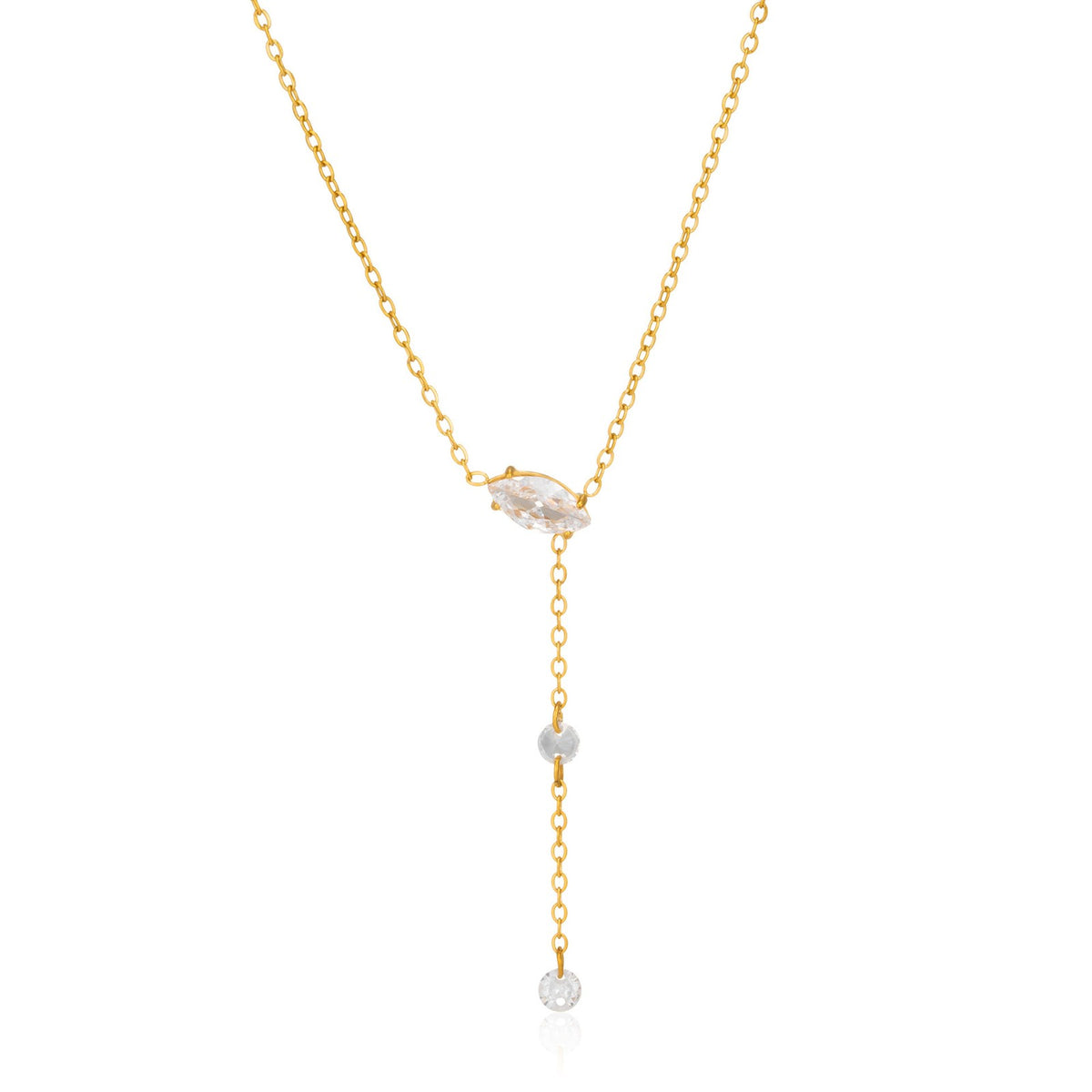 18k Dainty Marquise Zircon Y-Drop Necklace