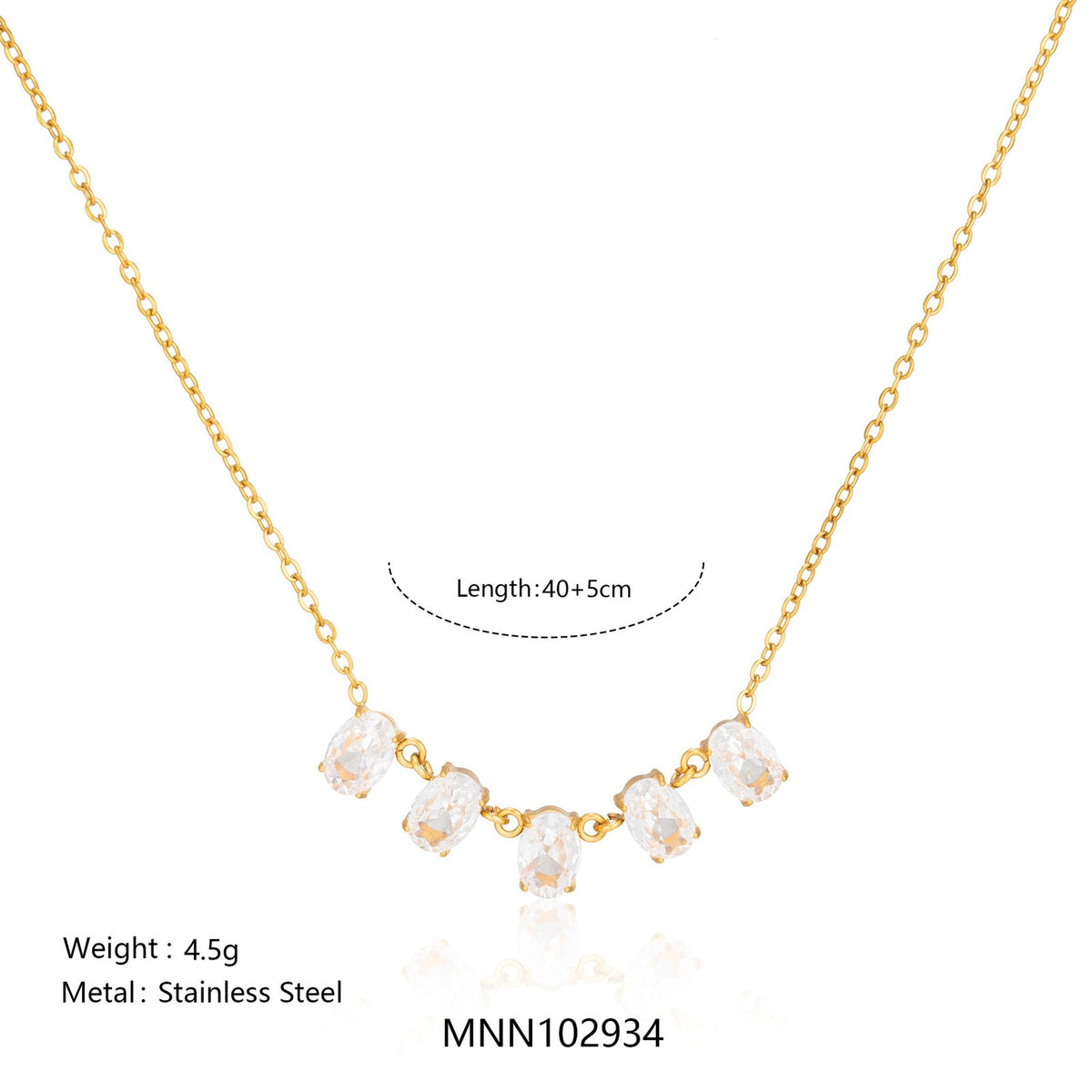 Dainty Teardrop Stone Arc Necklace