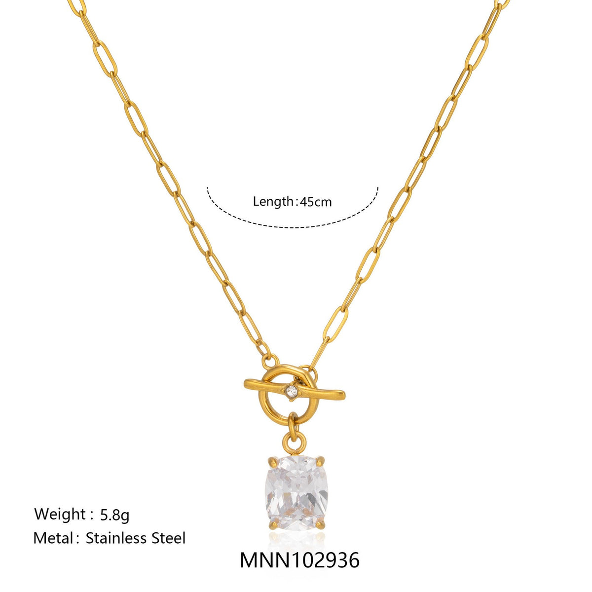 Dainty CZ Teardrop Toggle Necklace