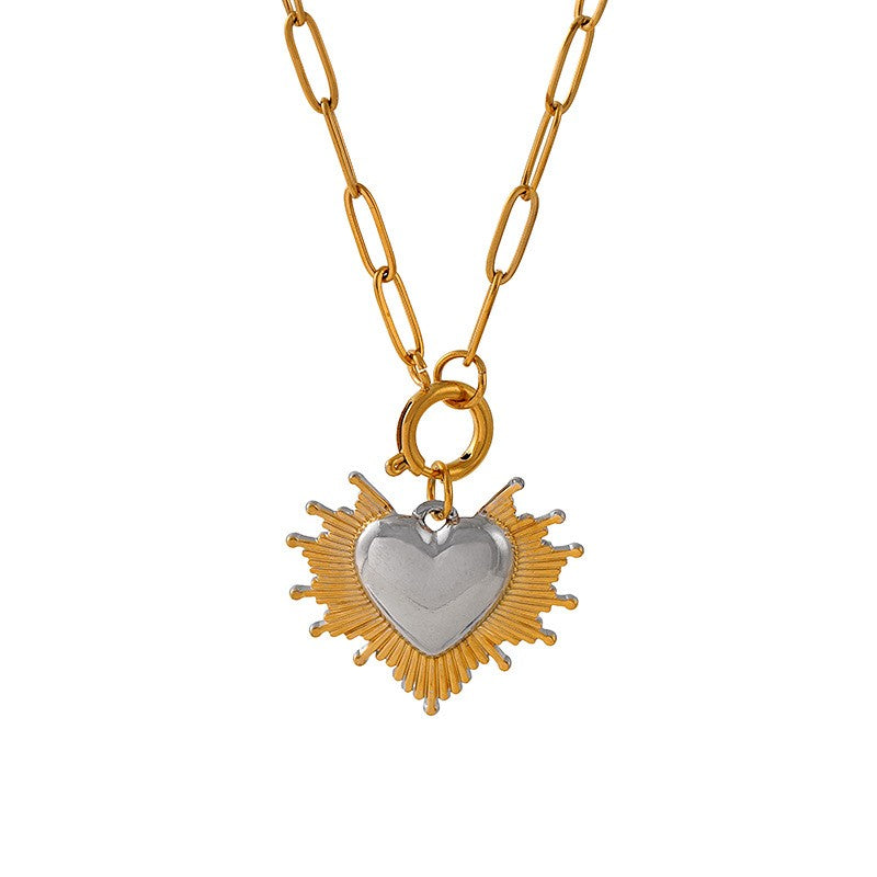 Boho Shell Sun Charm Paperclip Necklace