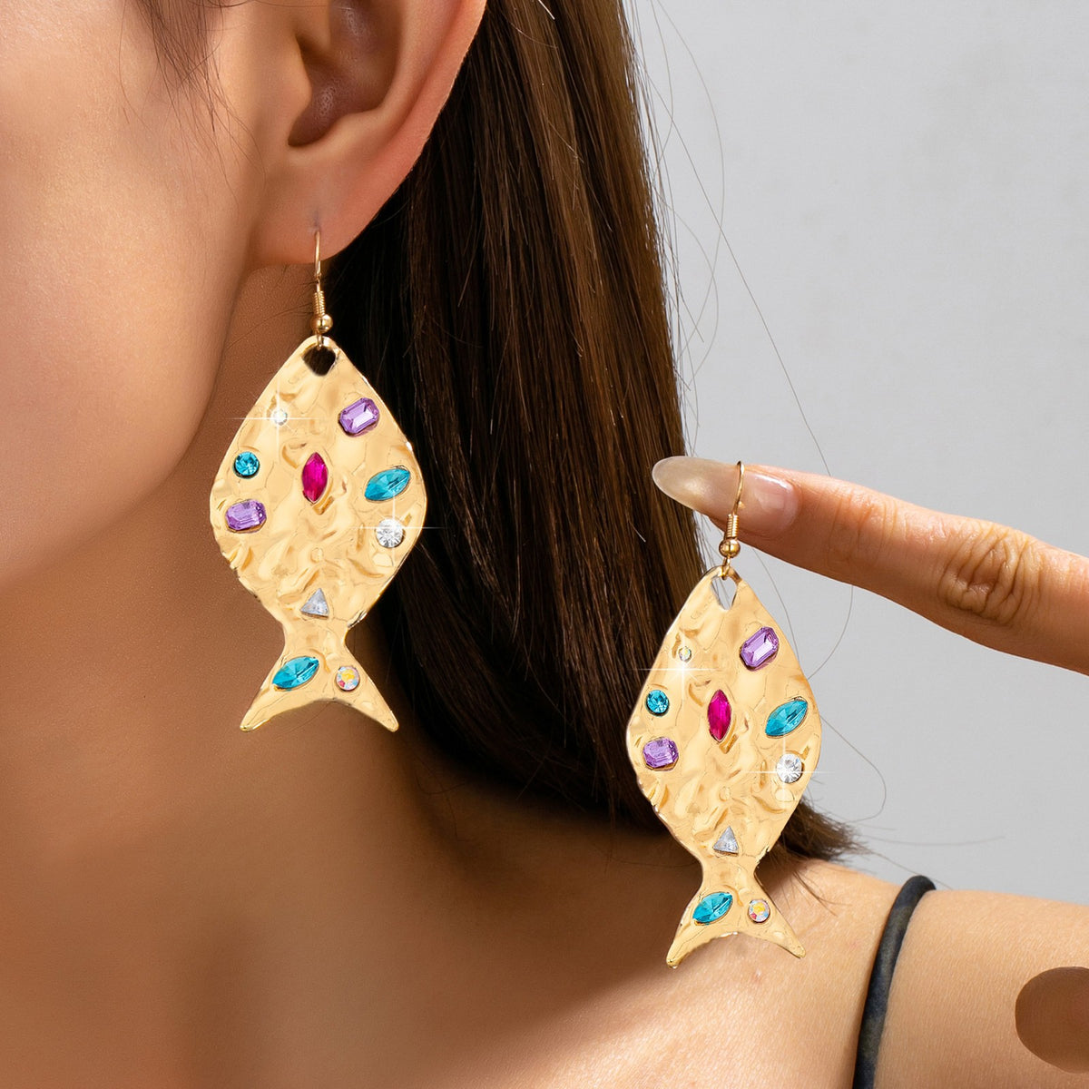 Classy Hammered Fish Dangle Earrings