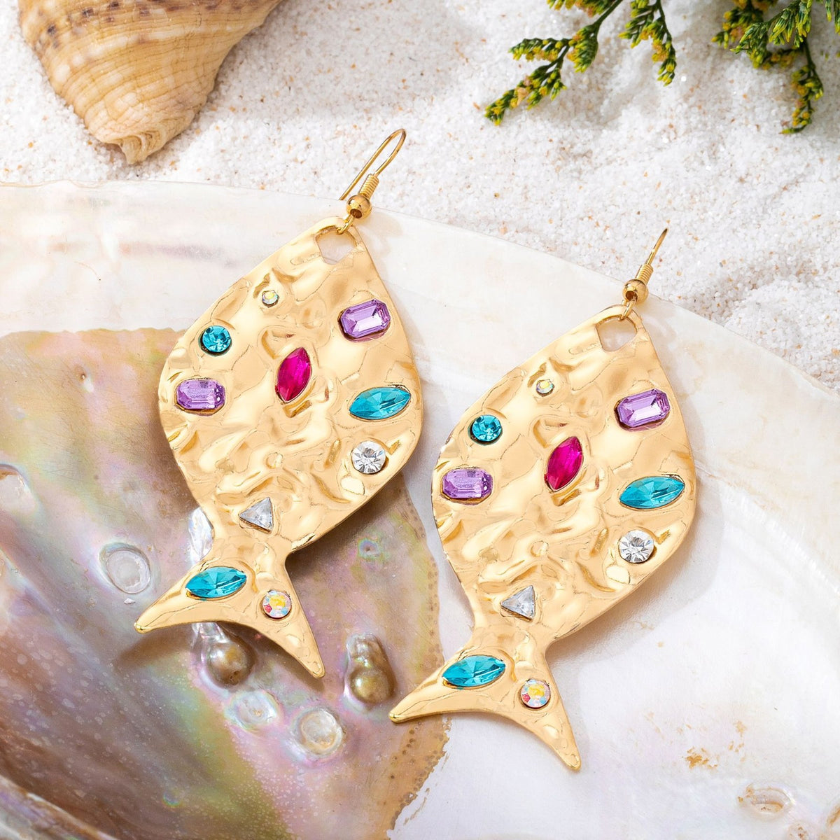 Classy Hammered Fish Dangle Earrings