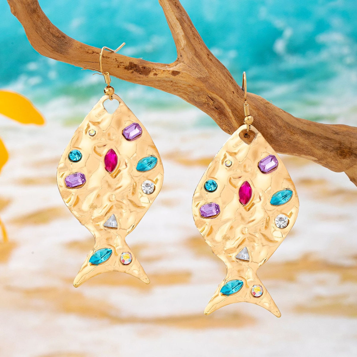 Classy Hammered Fish Dangle Earrings