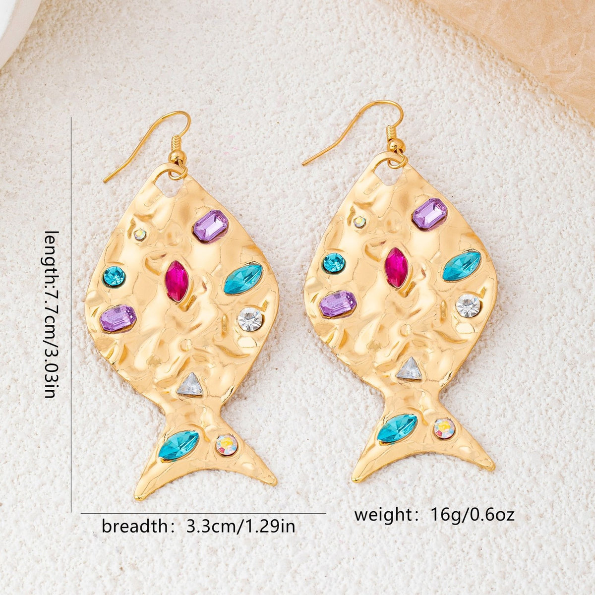 Classy Hammered Fish Dangle Earrings
