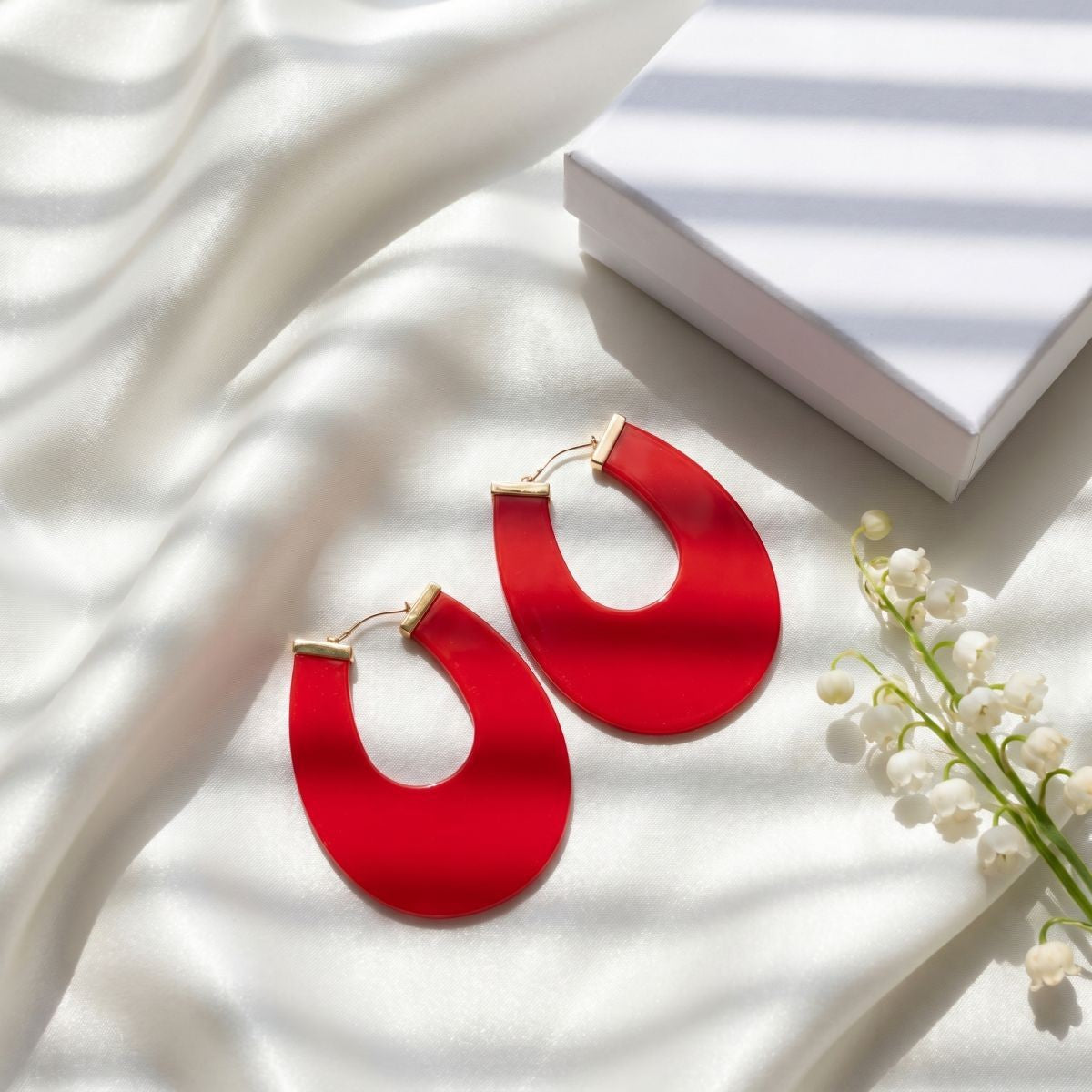 Classy Red Geometric Statement Earrings