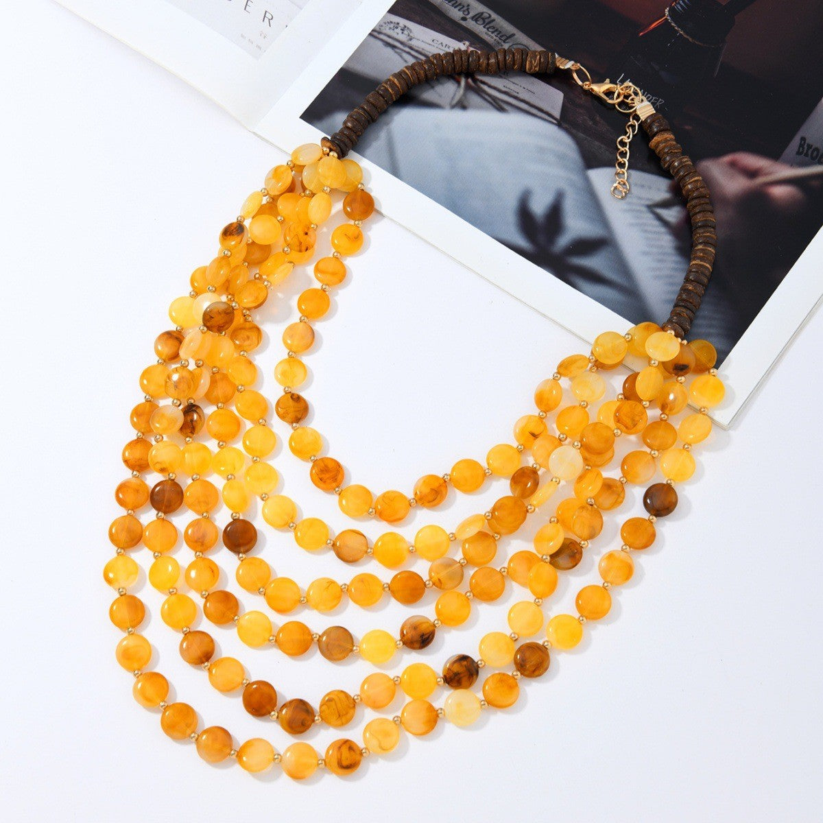 Boho Olive Green Multi-Layer Beaded Necklace