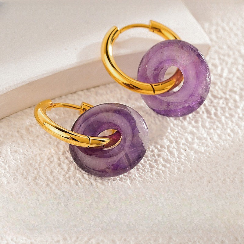 Classy Amethyst Donut Hoop Earrings