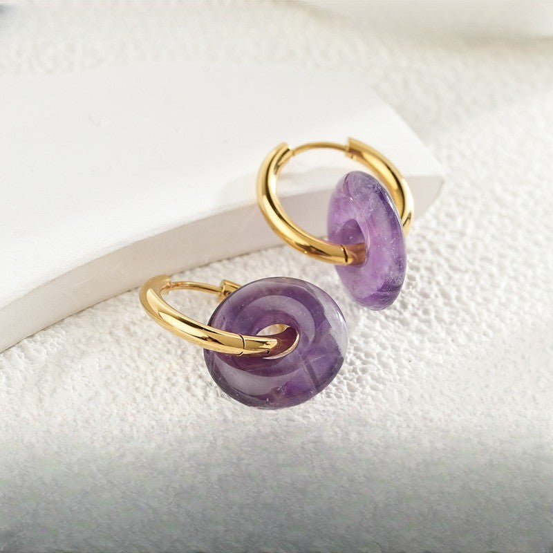 Classy Amethyst Donut Hoop Earrings