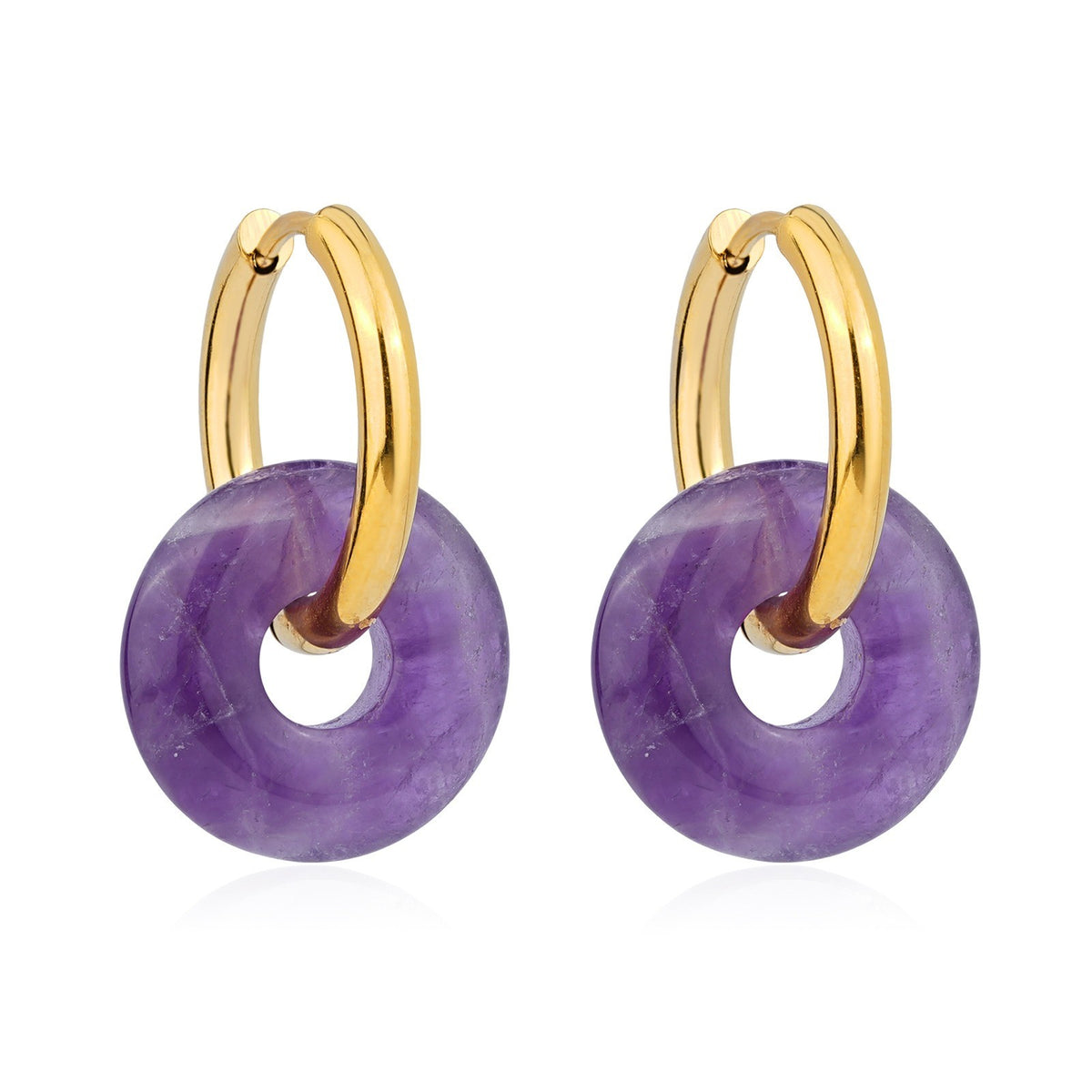 Classy Amethyst Donut Hoop Earrings