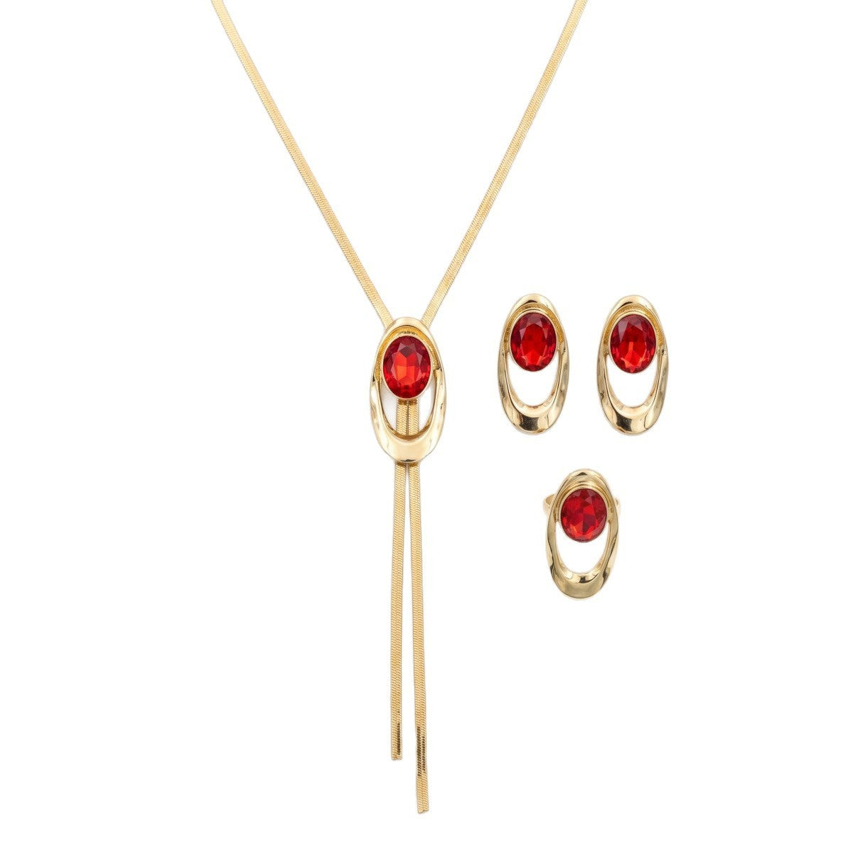 Classy Black Oval Tassel Necklace & Earring Set