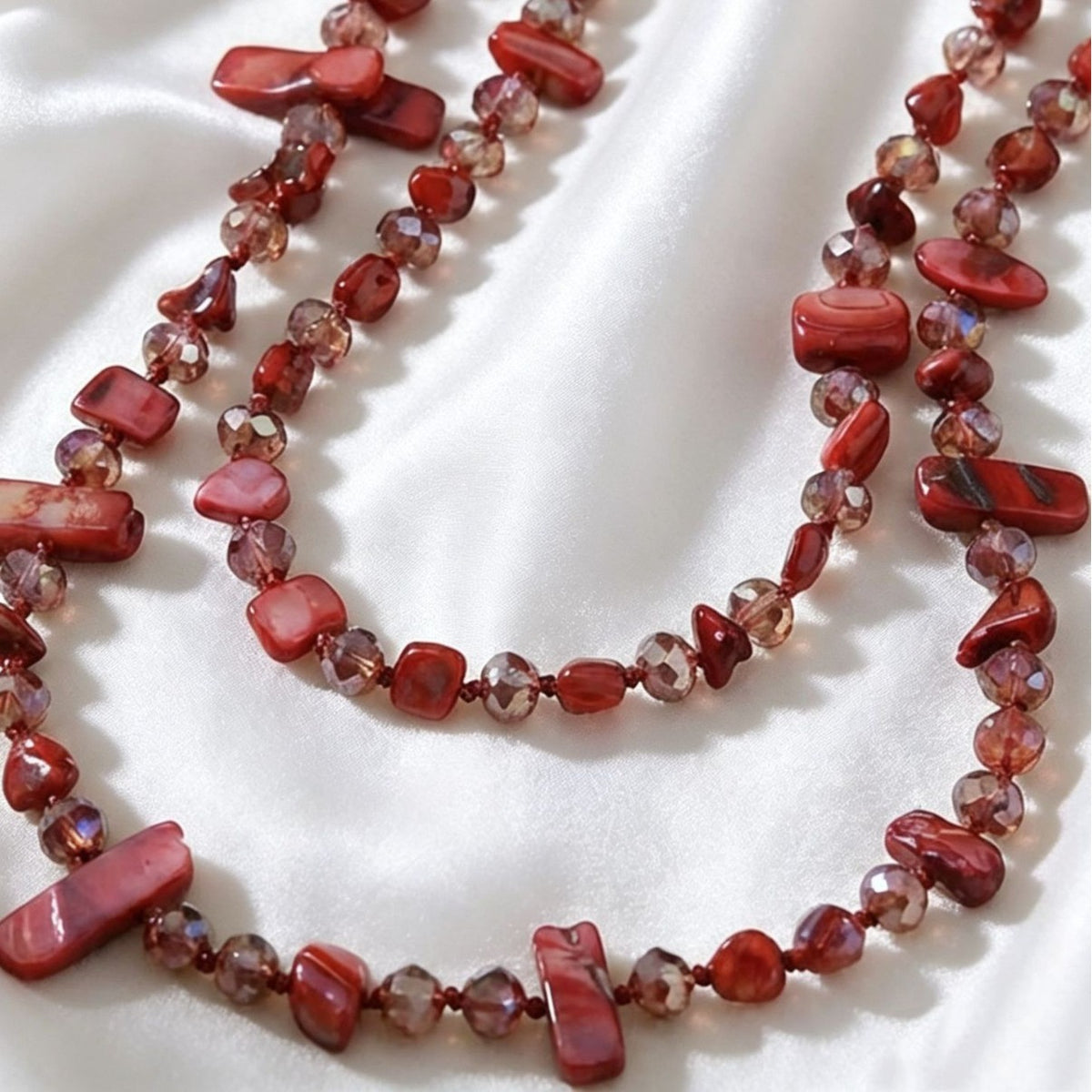 Boho Layered Blue Shell Chip Necklace