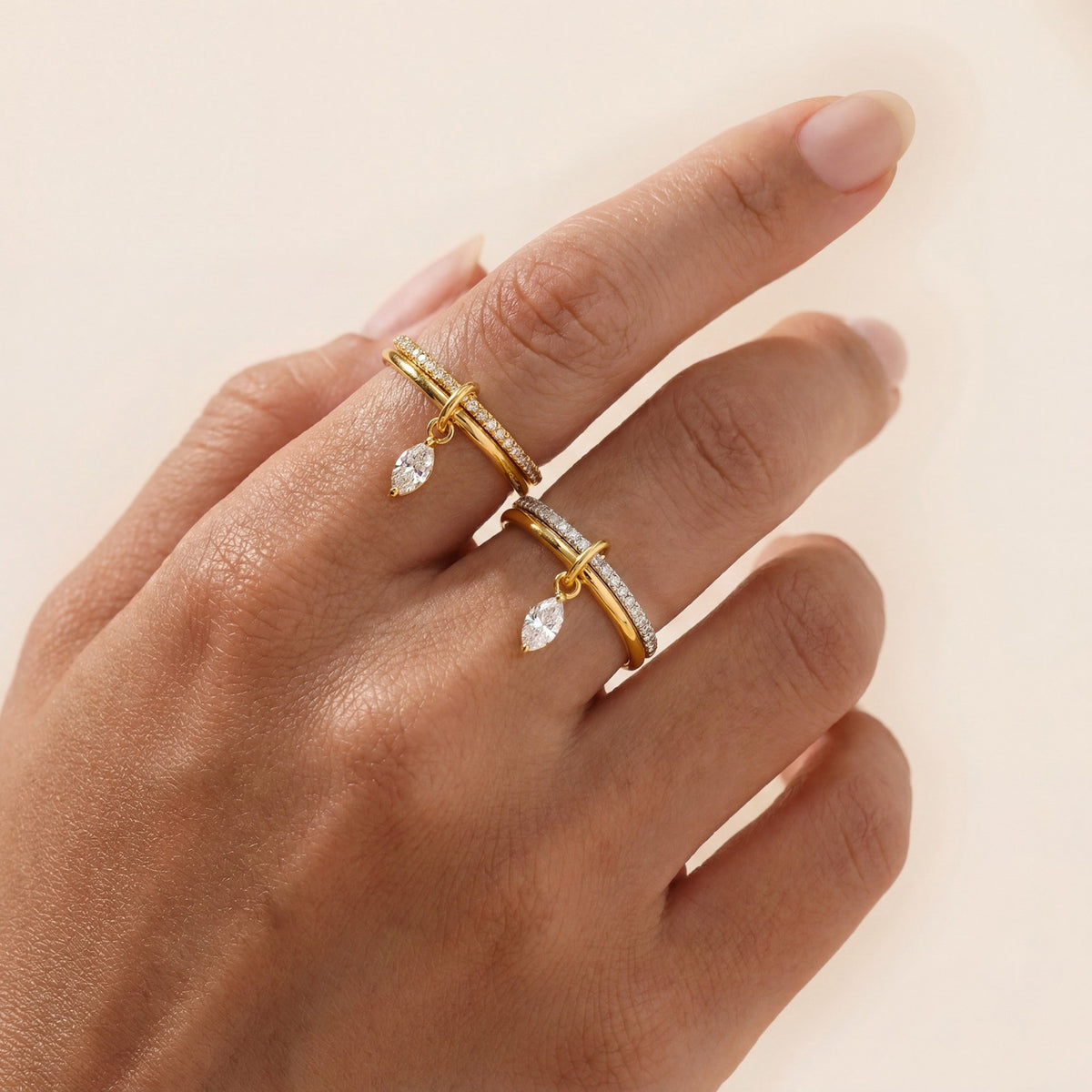 14k Dainty Marquise Drop Ring