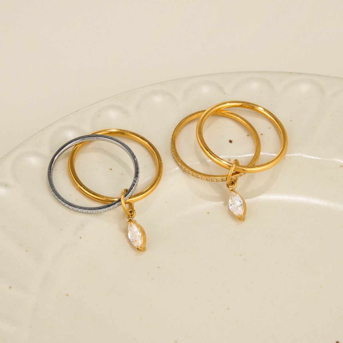 14k Dainty Marquise Drop Ring