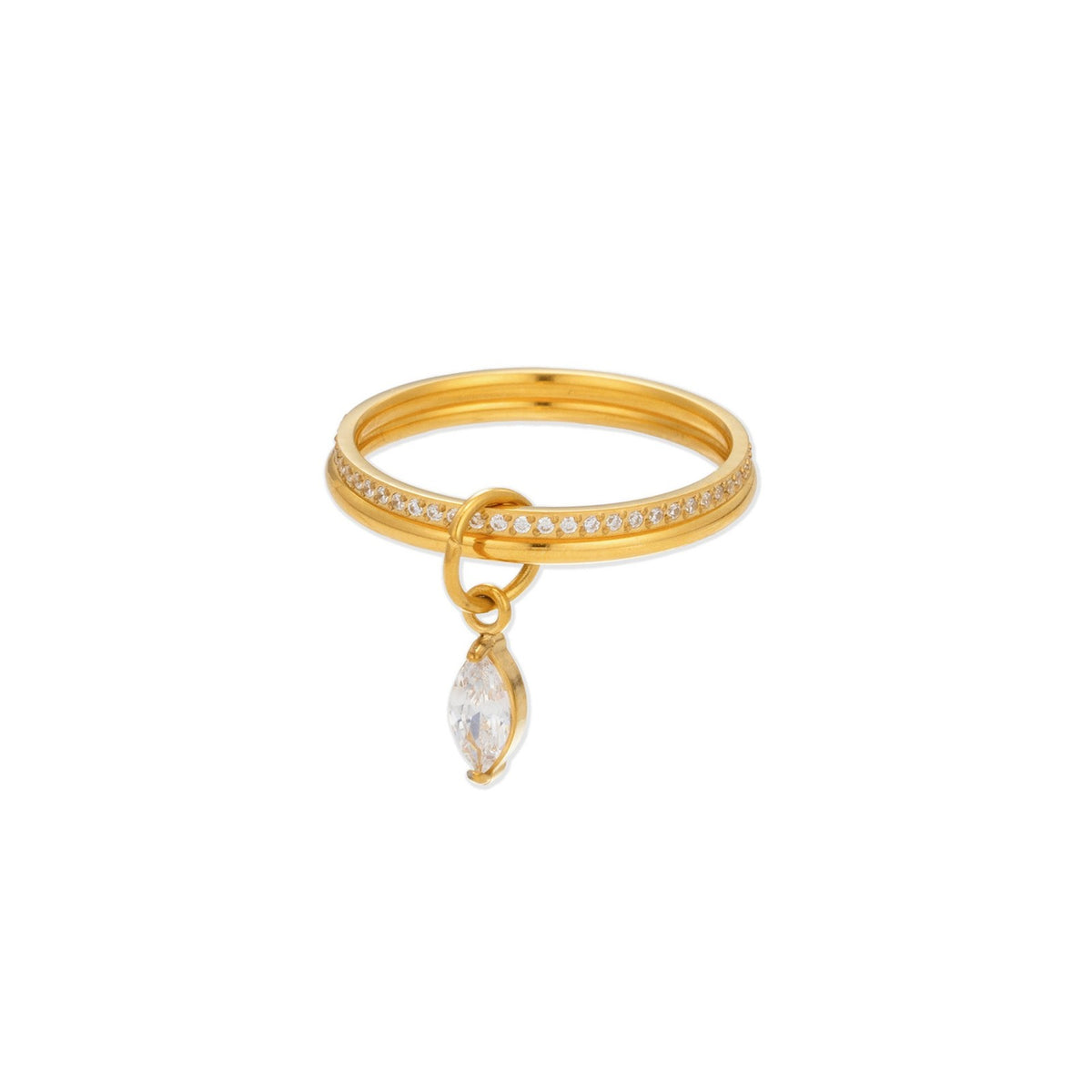 14k Dainty Marquise Drop Ring