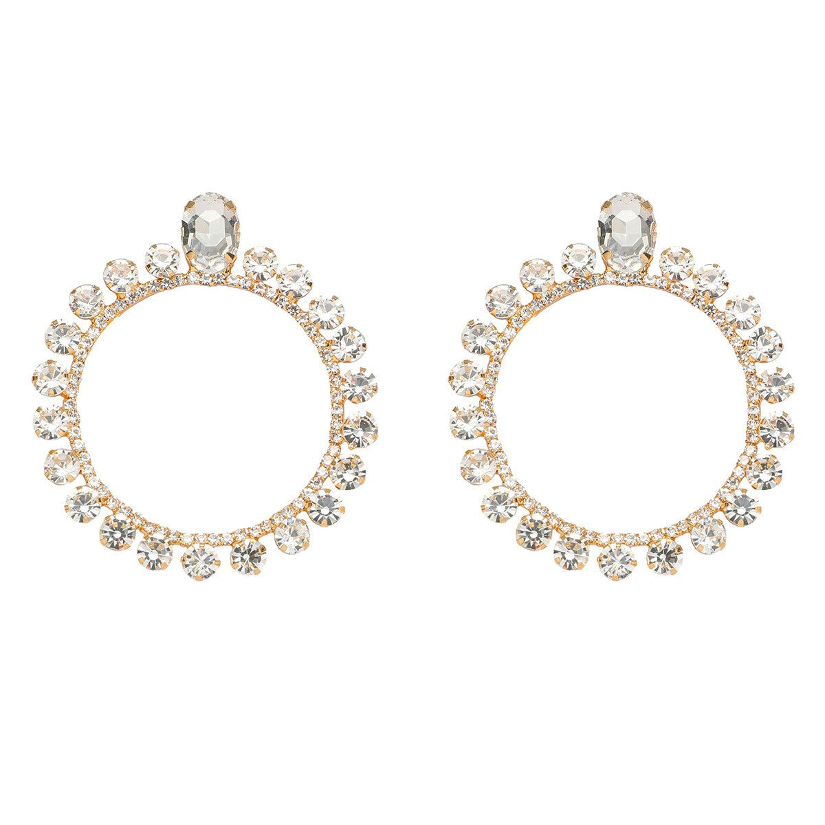Classy Oval Crystal Hoop Earrings