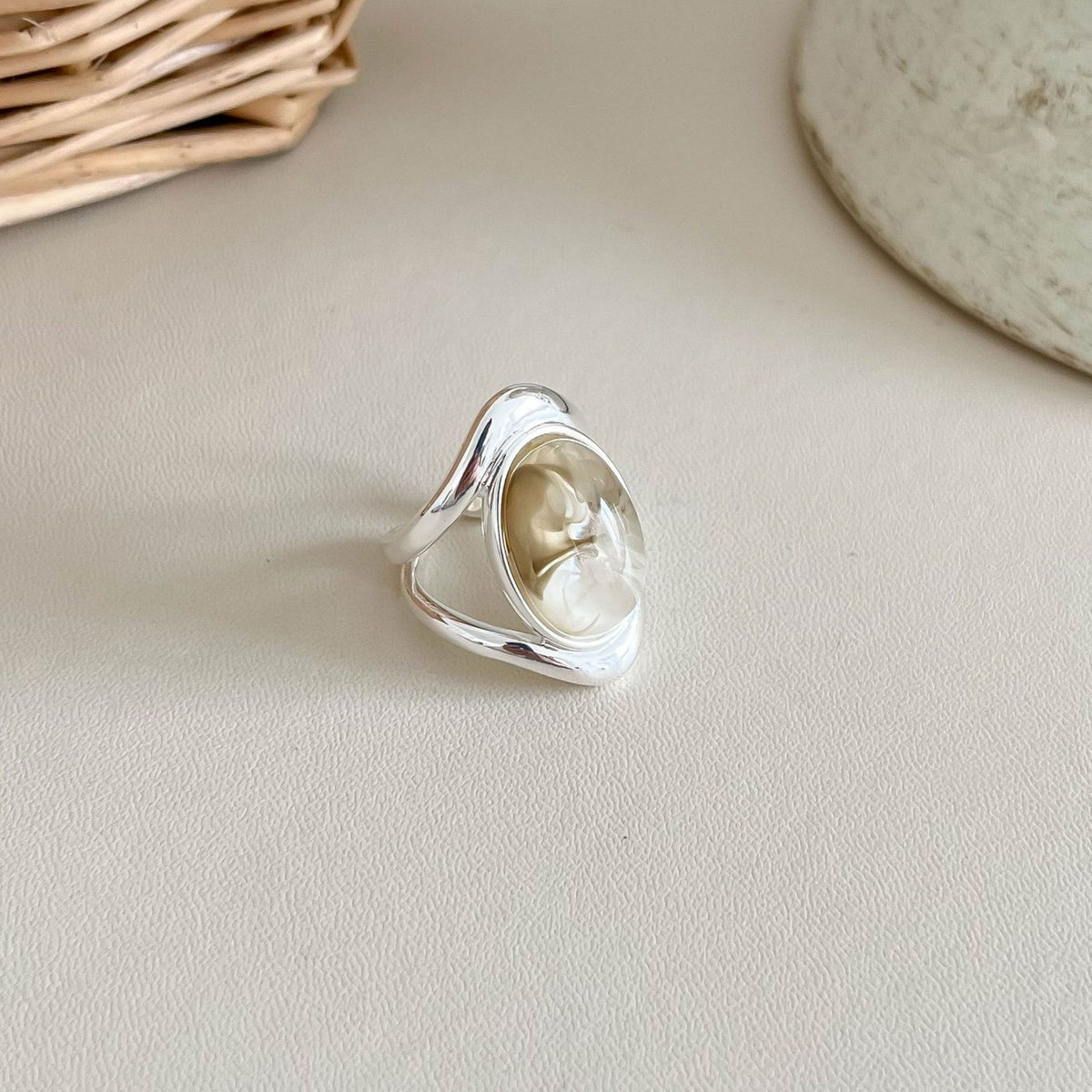 Vintage Natural Stone Adjustable Open Ring