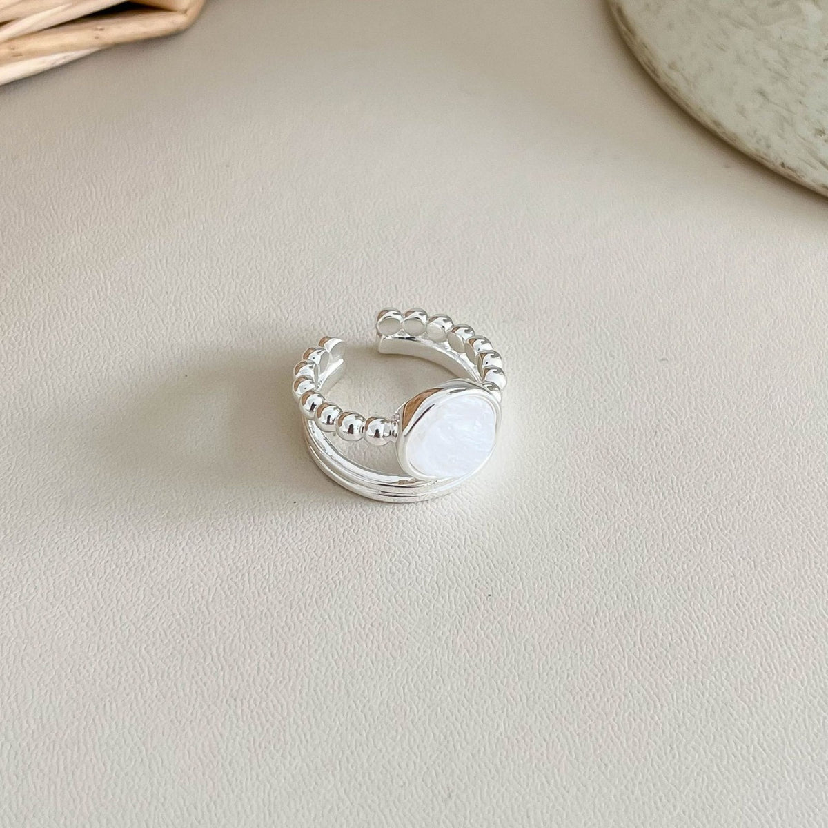 Vintage Natural Stone Adjustable Open Ring