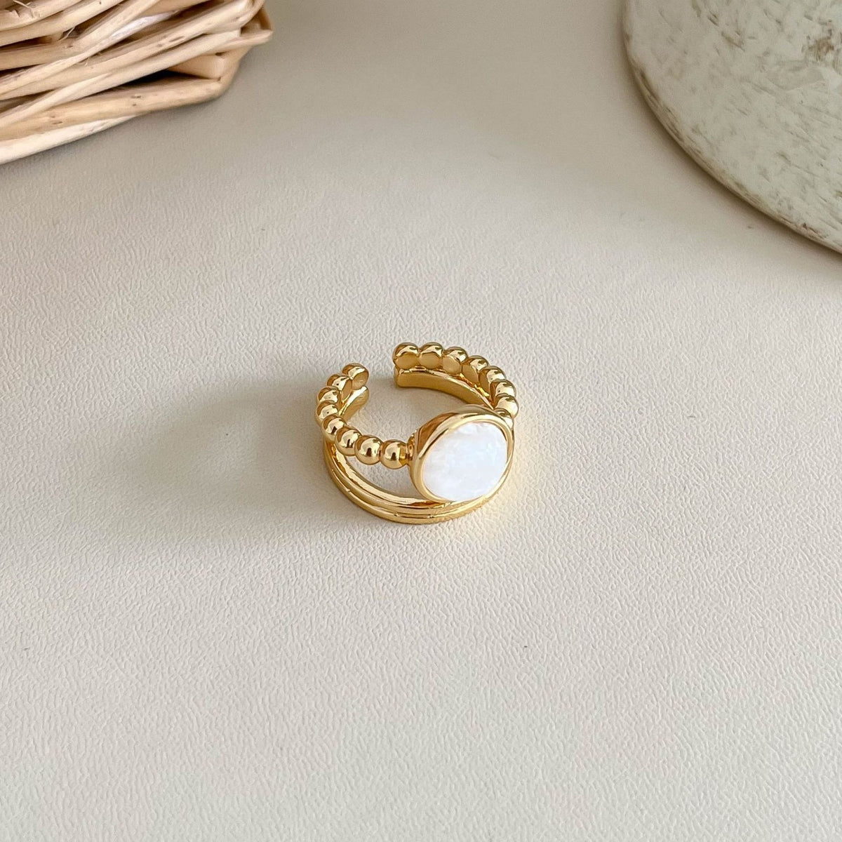 Vintage Natural Stone Adjustable Open Ring