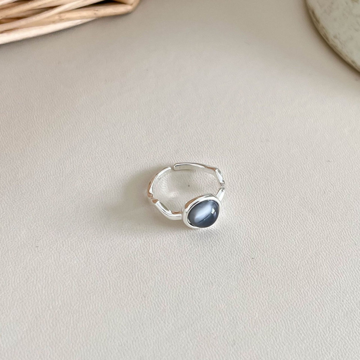 Vintage Natural Stone Adjustable Open Ring