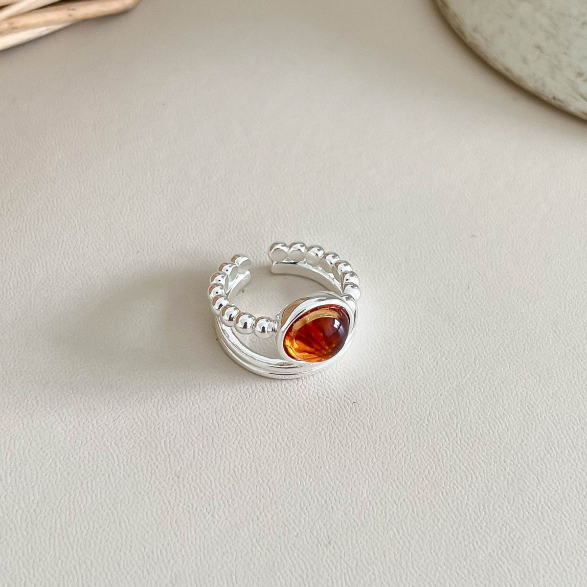 Vintage Natural Stone Adjustable Open Ring